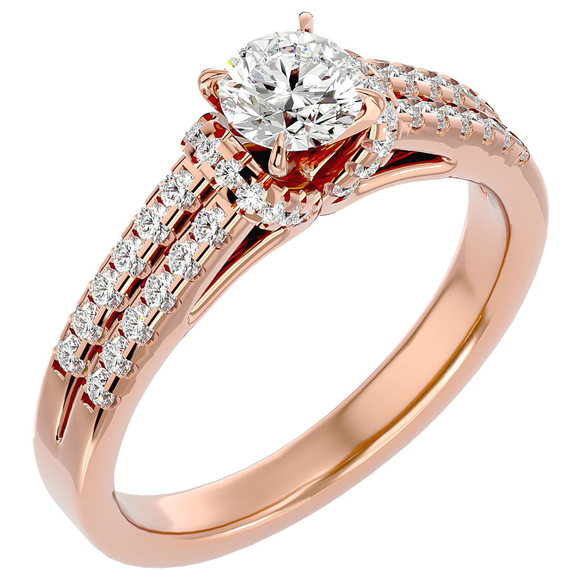 Inel De Logodnă Le Petit Palais Pavé din Aur 14k cu Moissanite de 0.99 ct din 14k Aur Roz - Castelo.ro
