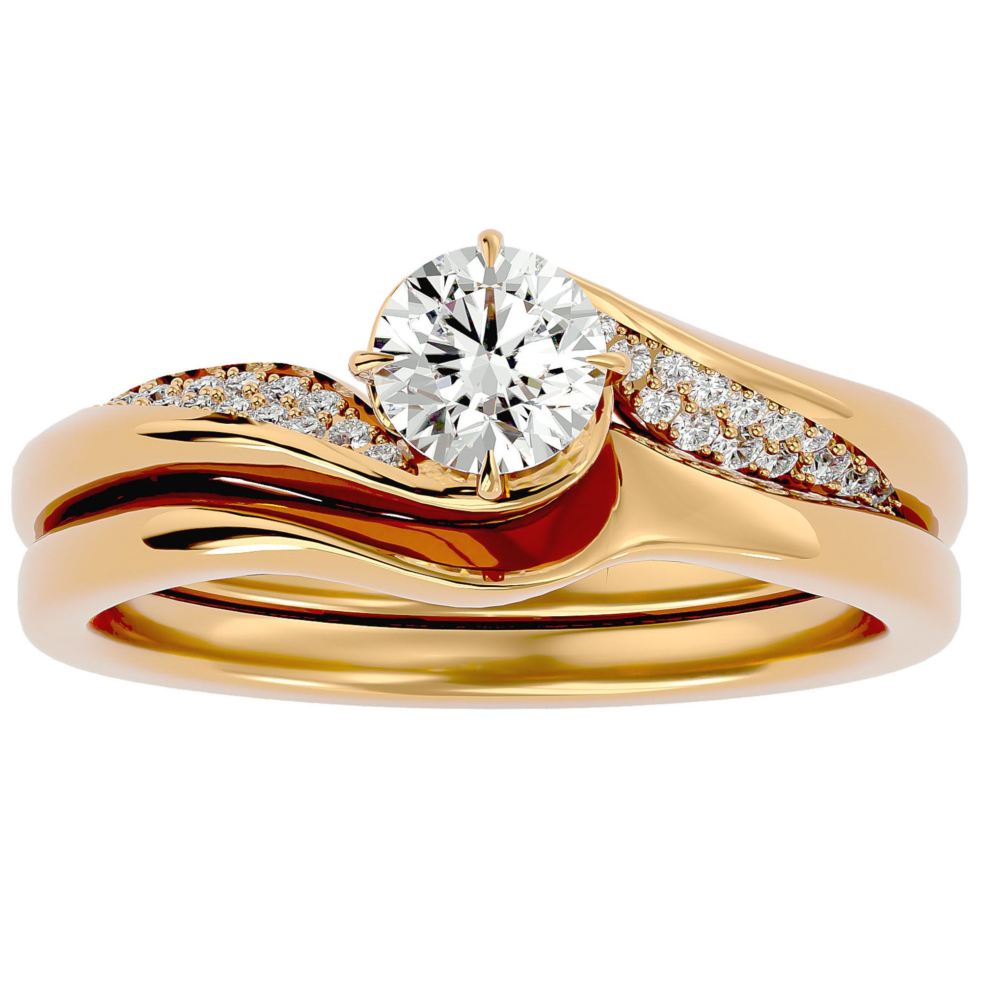 Inel De Logodnă Éclat de Minuit din Aur 14k cu Diamante Create în Laborator Pavé de 0.64 ct din 14k Aur Galben - Castelo.ro