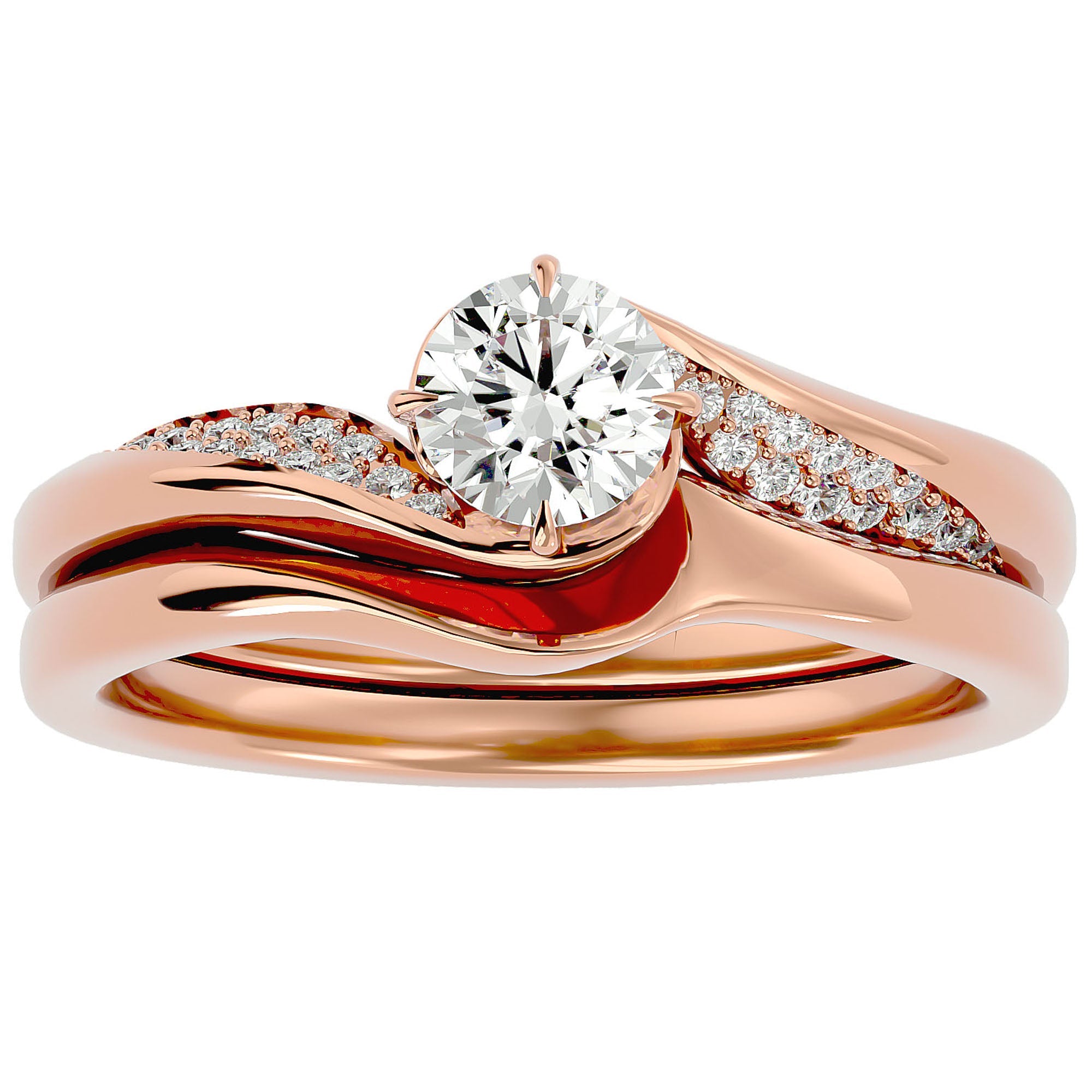 Inel De Logodnă Éclat de Minuit din Aur 14k cu Diamante Create în Laborator Pavé de 0.64 ct din 14k Aur Roz - Castelo.ro