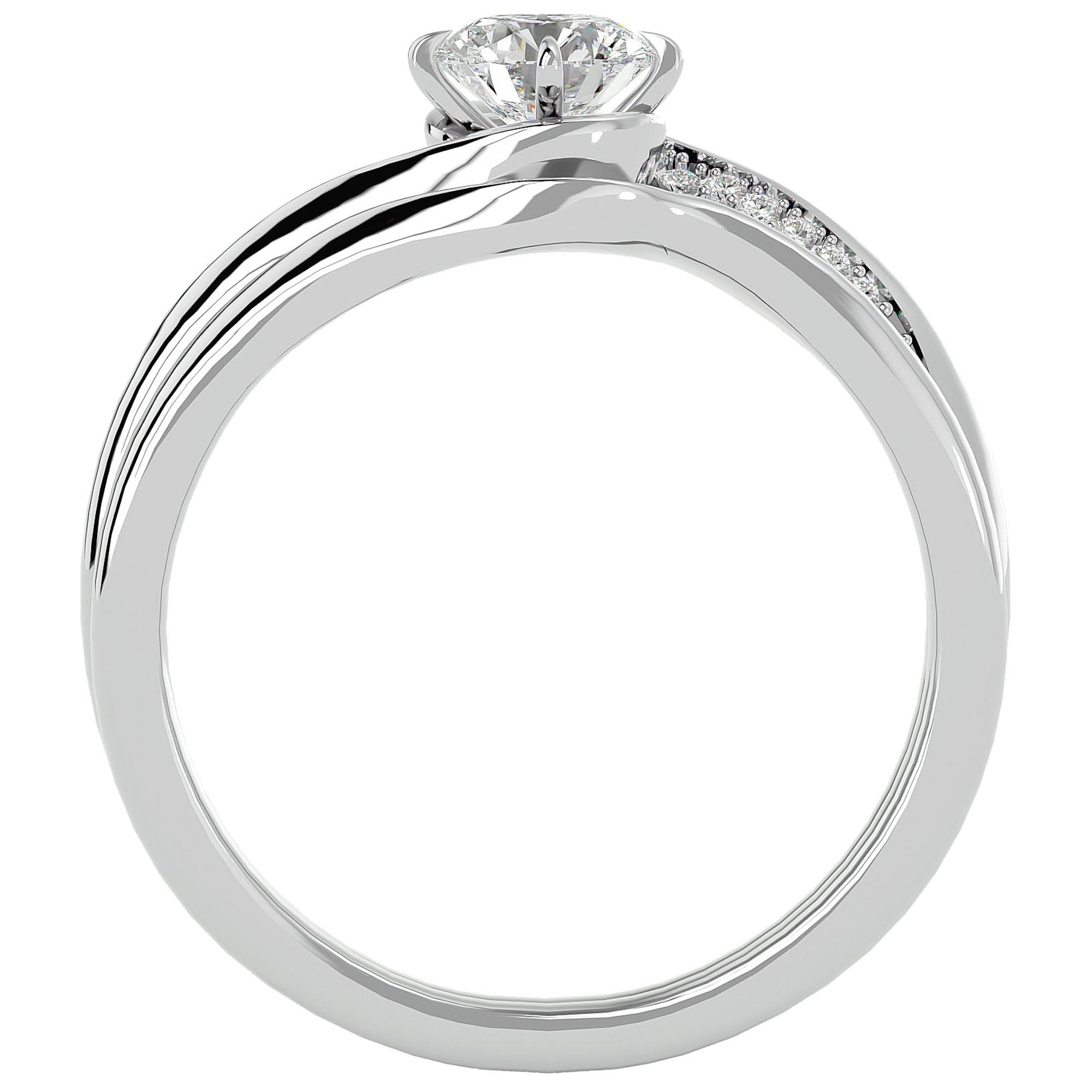 Inel De Logodnă Éclat de Minuit cu Diamante Naturale Pavé de 0.64 ct din Platina - Castelo.ro