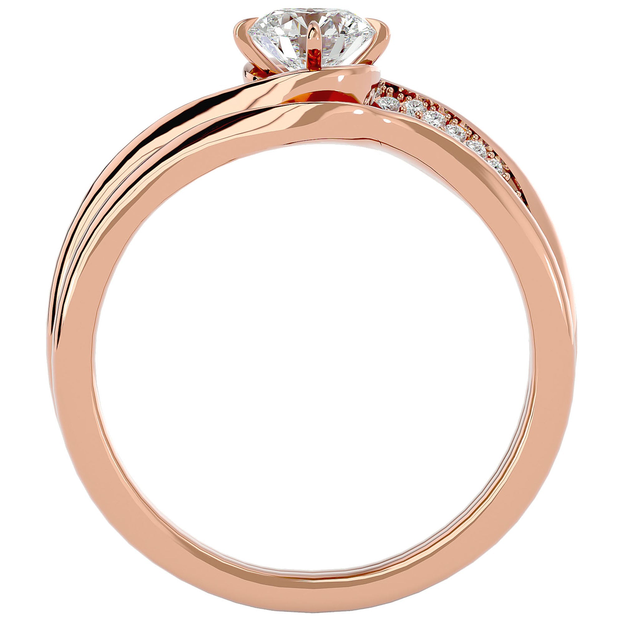 Inel De Logodnă Éclat de Minuit din Aur 14k cu Diamante Create în Laborator Pavé de 0.64 ct din 14k Aur Roz - Castelo.ro