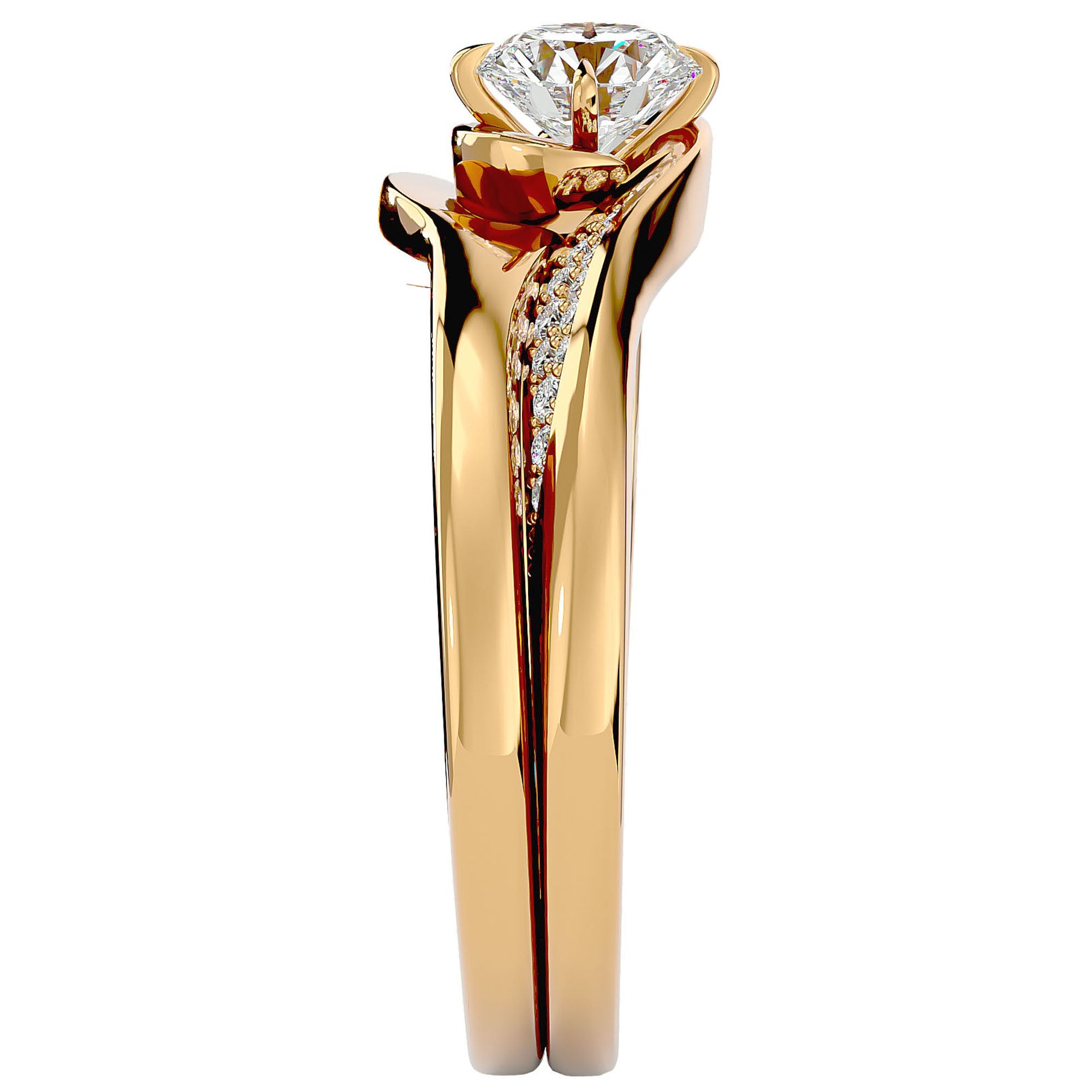 Inel De Logodnă Éclat de Minuit din Aur 14k cu Diamante Create în Laborator Pavé de 0.64 ct din 14k Aur Galben - Castelo.ro