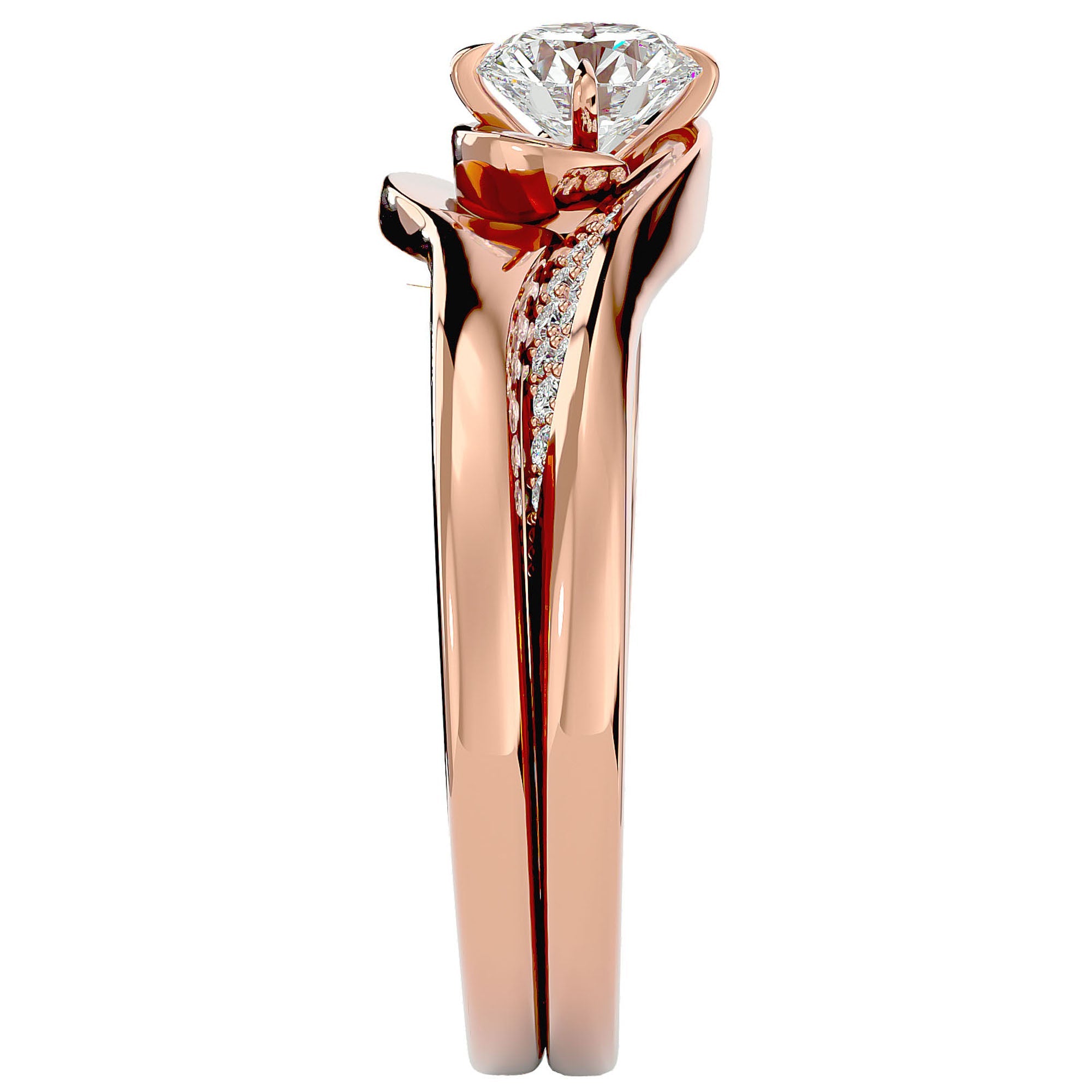 Inel De Logodnă Éclat de Minuit cu Diamante Naturale Pavé de 0.64 ct din 18k Aur Roz - Castelo.ro