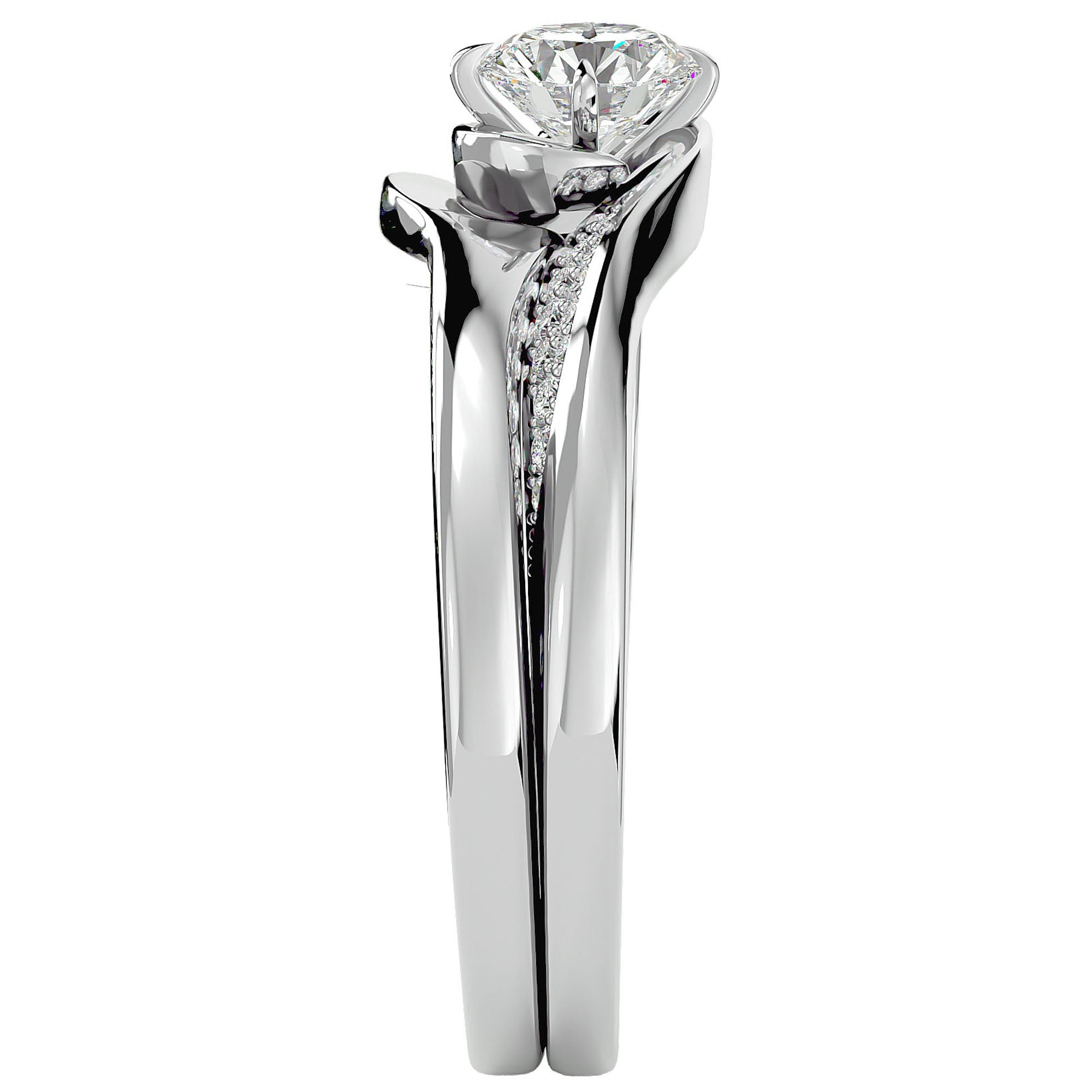 Inel De Logodnă Éclat de Minuit cu Diamante Create în Laborator Pavé de 0.64 ct din Platina - Castelo.ro
