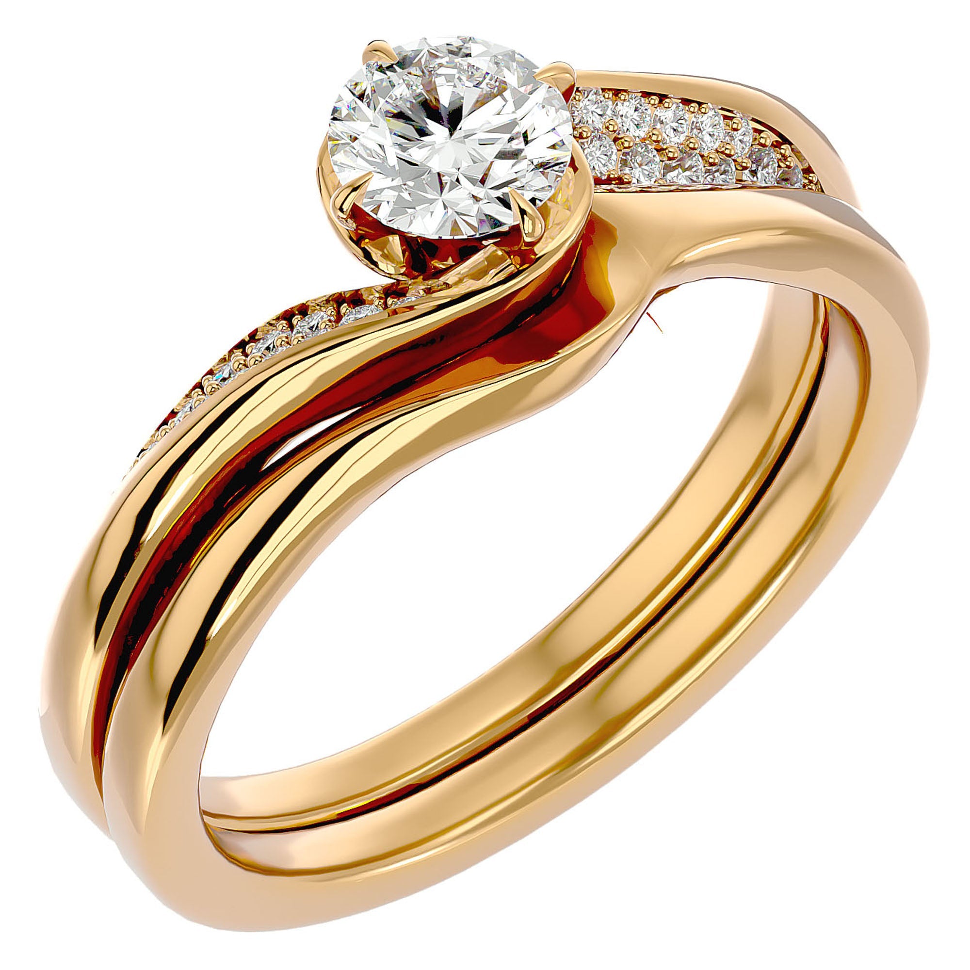 Inel De Logodnă Éclat de Minuit cu Diamante Naturale Pavé de 0.64 ct din 18k Aur Galben - Castelo.ro