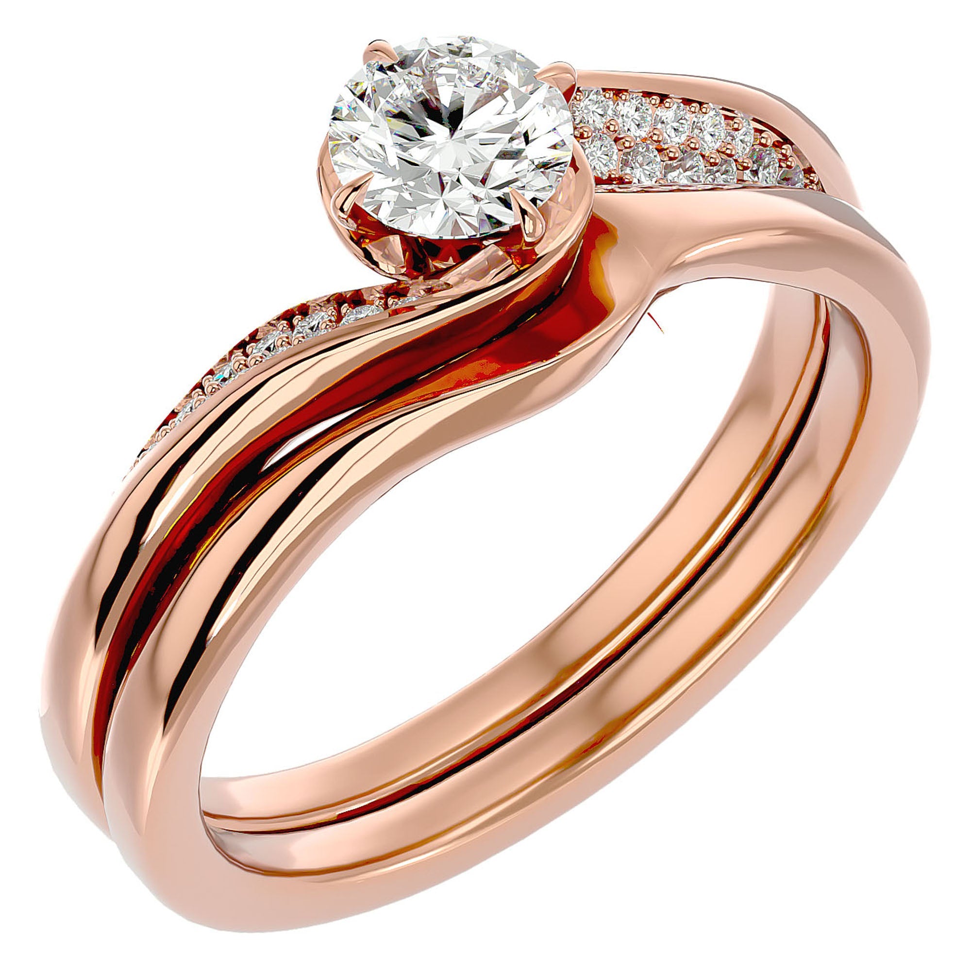 Inel De Logodnă Éclat de Minuit cu Diamante Naturale Pavé de 0.64 ct din 18k Aur Roz - Castelo.ro