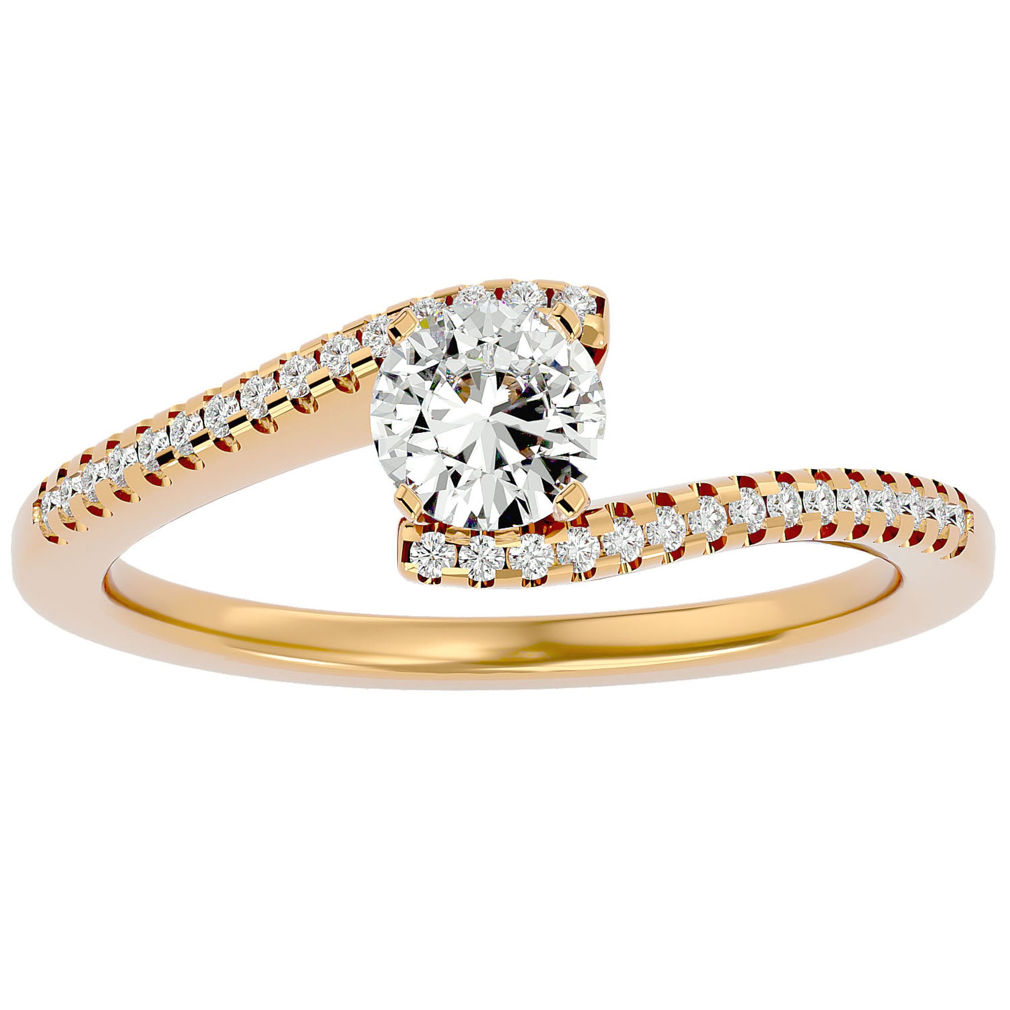 Inel De Logodnă Étoile Filante din Aur 14k cu Diamante Naturale Pavé de 0.48 ct din 14k Aur Galben - Castelo.ro