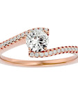 Inel De Logodnă Étoile Filante din Aur 14k cu Moissanite Pavé de 0.48 ct din 14k Aur Roz - Castelo.ro