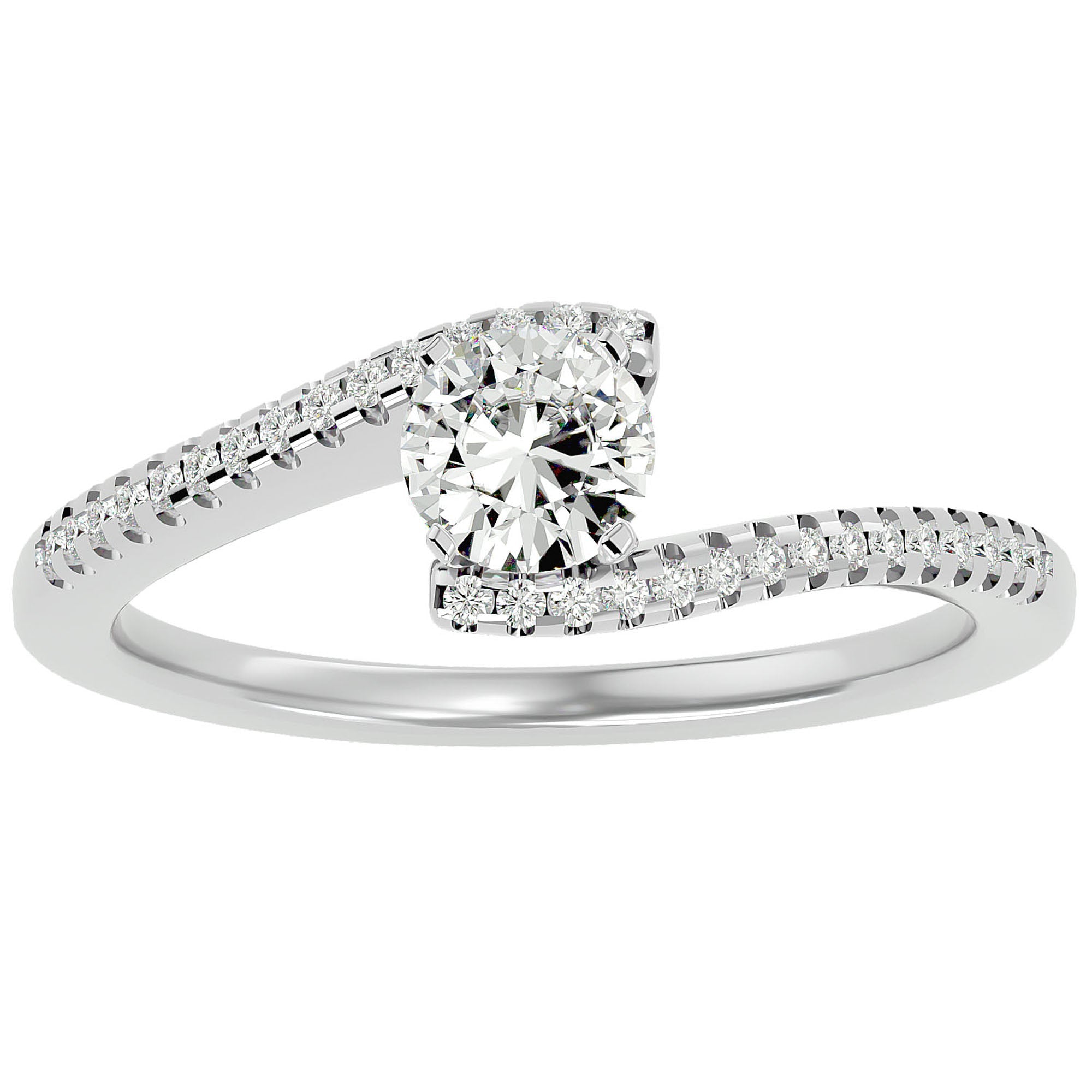 Inel De Logodnă Étoile Filante din Aur 14k cu Moissanite Pavé de 0.48 ct din 14k Aur Alb - Castelo.ro