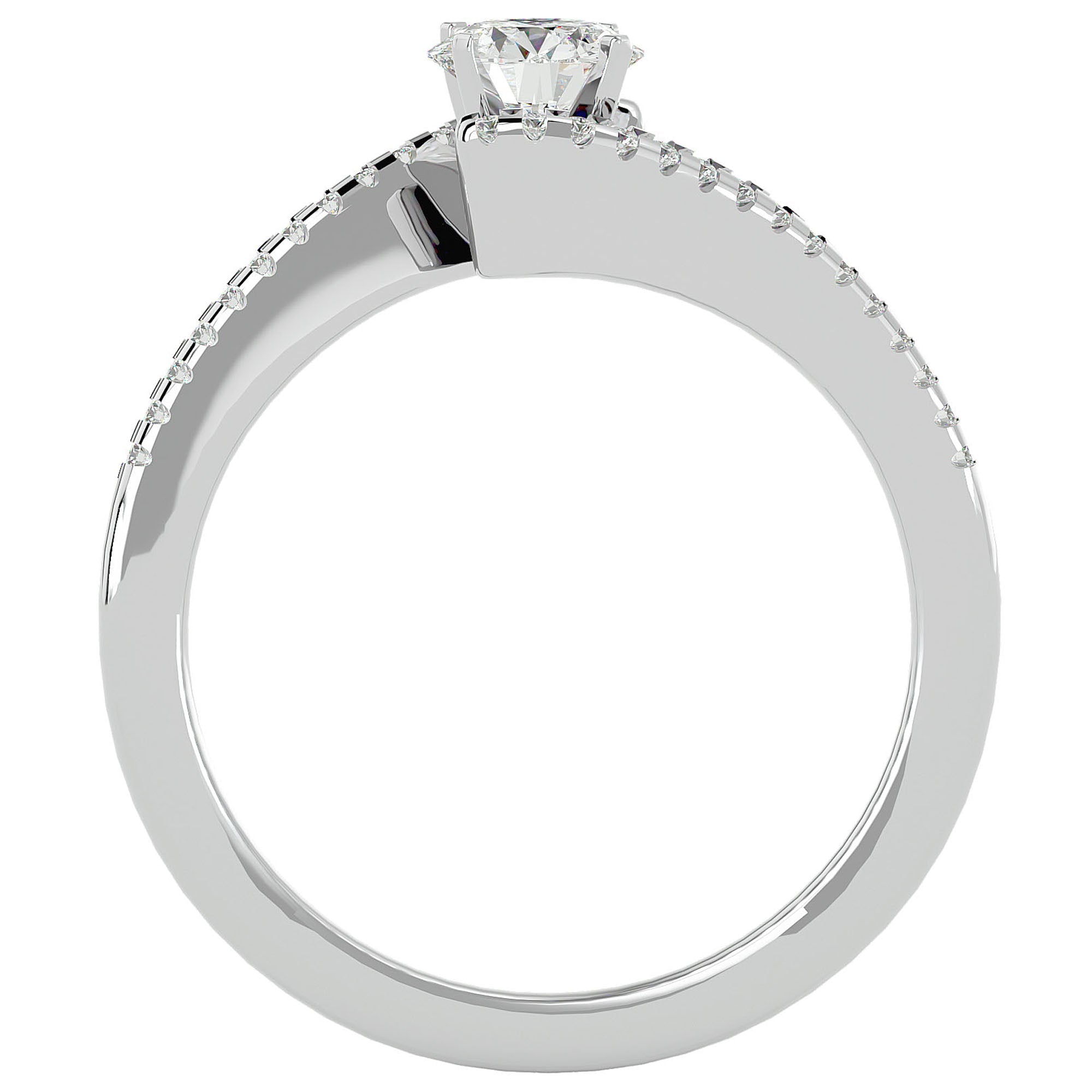 Inel De Logodnă Étoile Filante din Aur 14k cu Moissanite Pavé de 0.48 ct din 14k Aur Alb - Castelo.ro