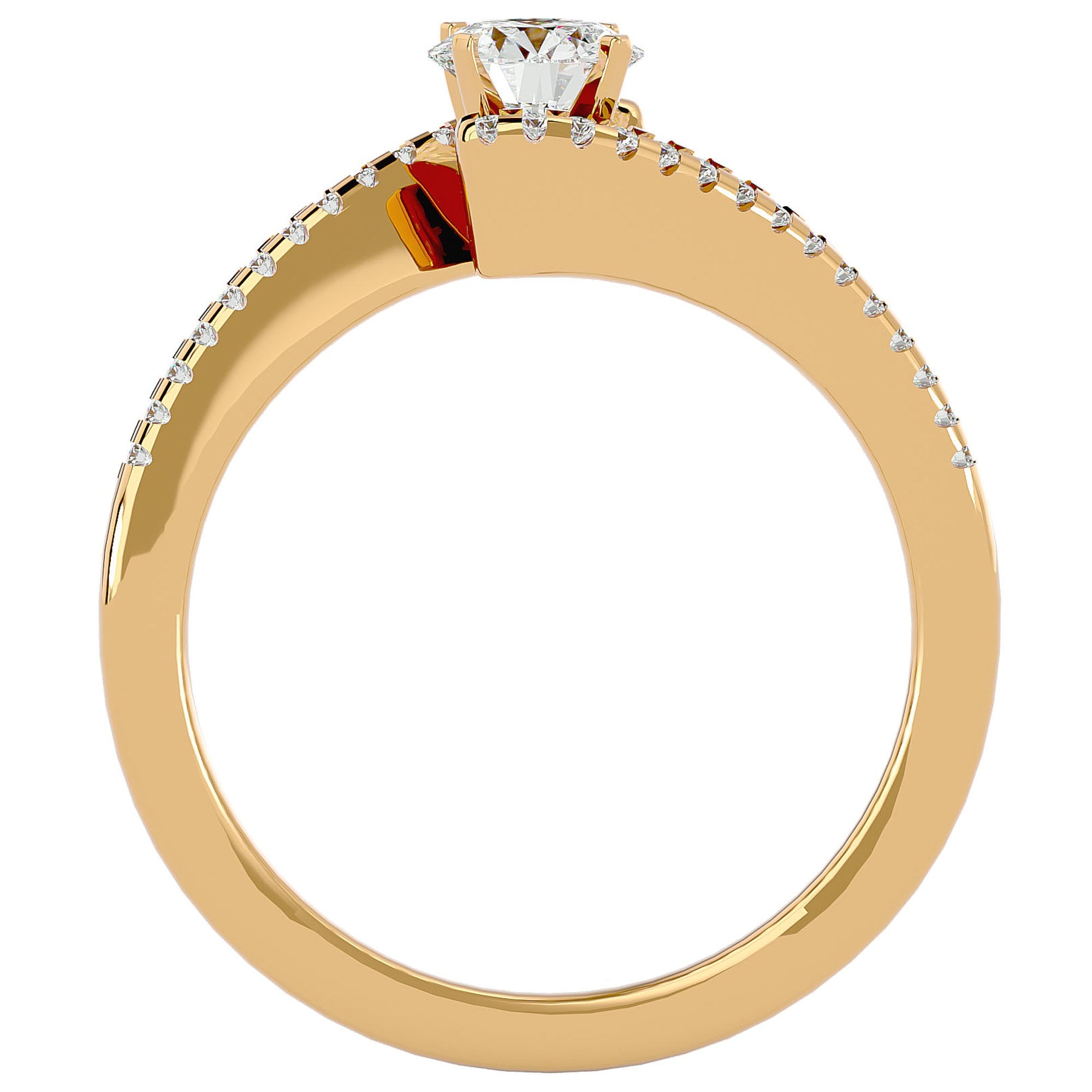 Inel De Logodnă Étoile Filante din Aur 14k cu Diamante Create în Laborator Pavé de 0.48 ct din 14k Aur Galben - Castelo.ro