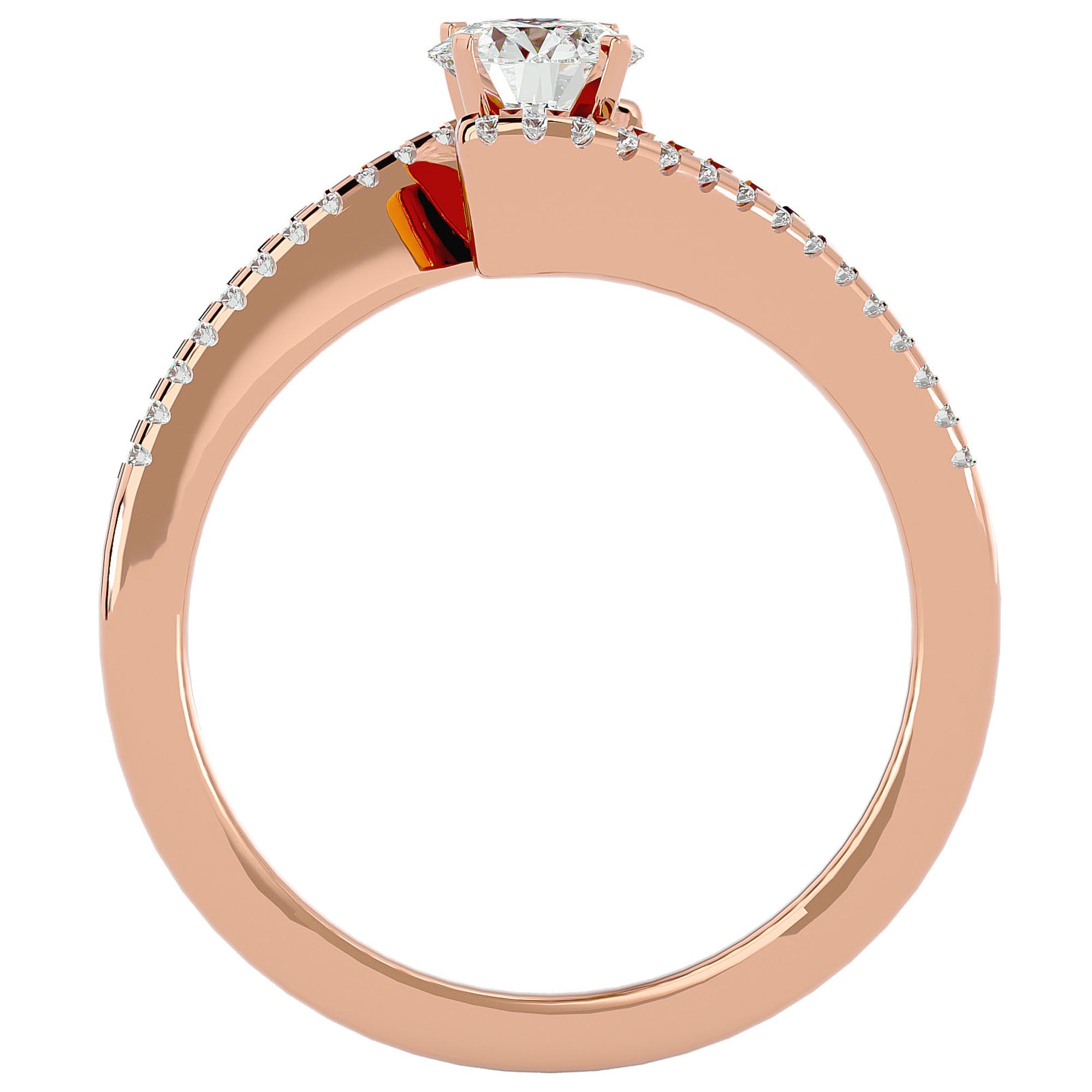 Inel De Logodnă Étoile Filante din Aur 14k cu Moissanite Pavé de 0.48 ct din 14k Aur Roz - Castelo.ro