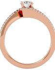 Inel De Logodnă Étoile Filante din Aur 14k cu Moissanite Pavé de 0.48 ct din 14k Aur Roz - Castelo.ro
