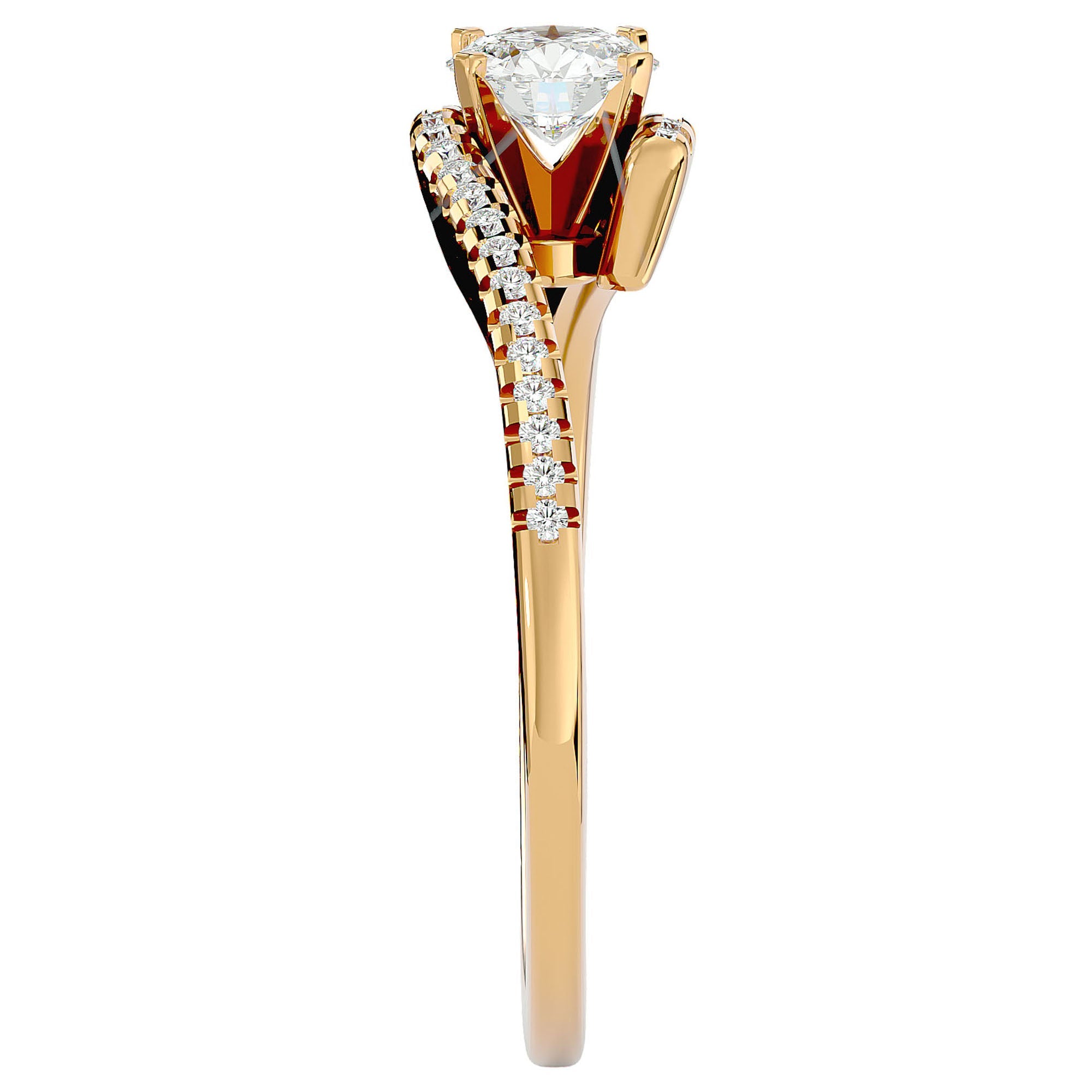 Inel De Logodnă Étoile Filante din Aur 14k cu Diamante Naturale Pavé de 0.48 ct din 14k Aur Galben - Castelo.ro