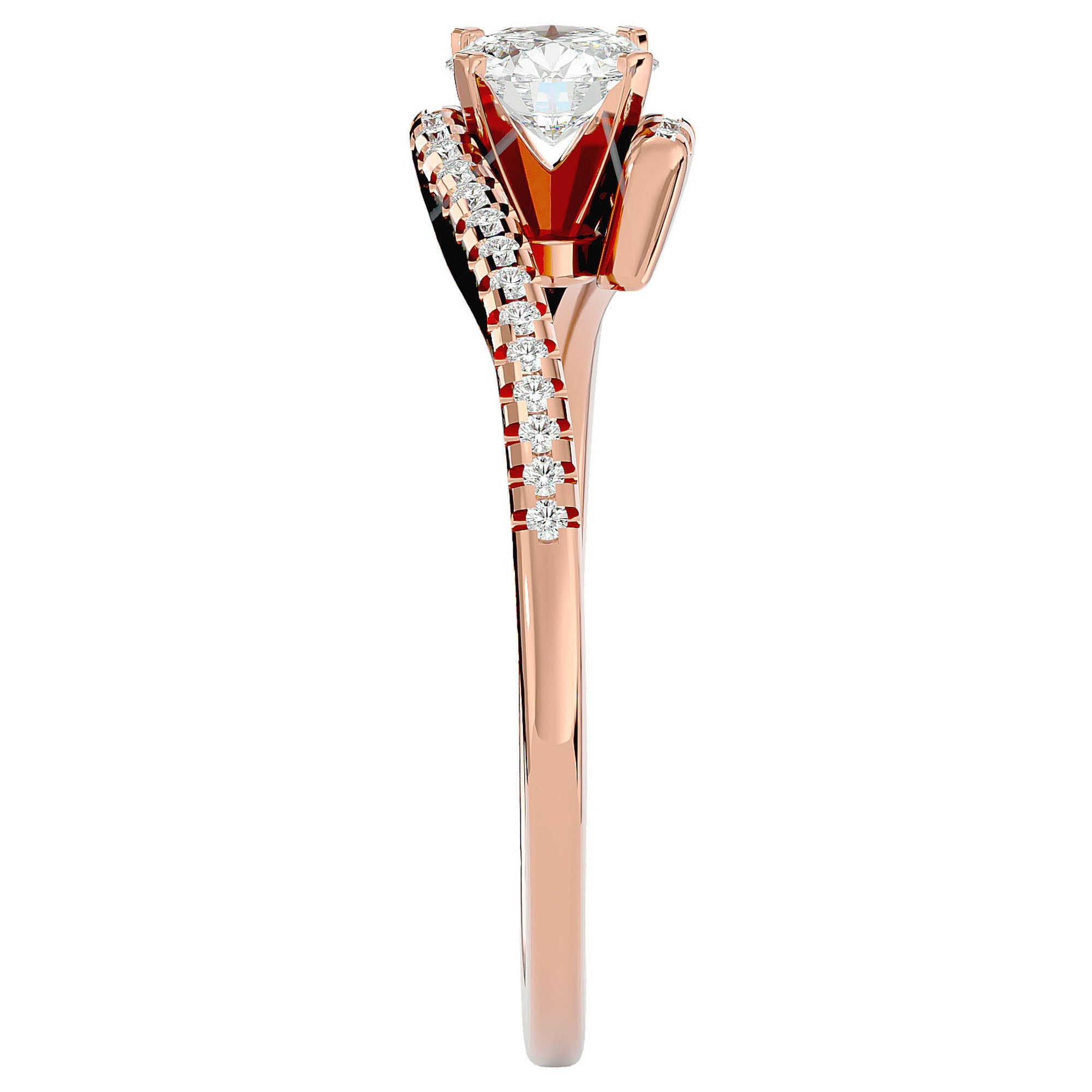 Inel De Logodnă Étoile Filante din Aur 14k cu Diamante Naturale Pavé de 0.48 ct din 14k Aur Roz - Castelo.ro