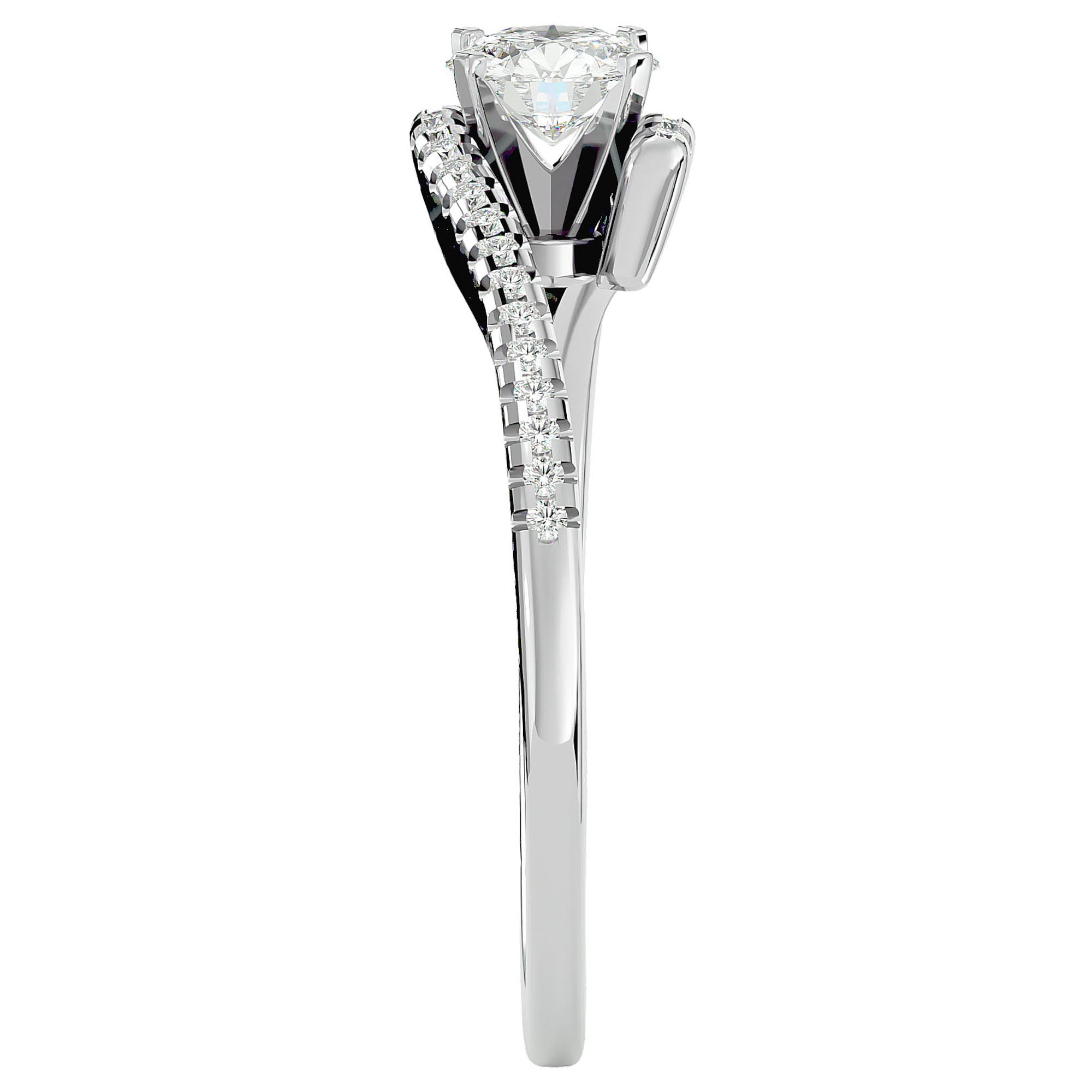 Inel De Logodnă Étoile Filante din Aur 14k cu Diamante Create în Laborator Pavé de 0.48 ct din 14k Aur Alb - Castelo.ro