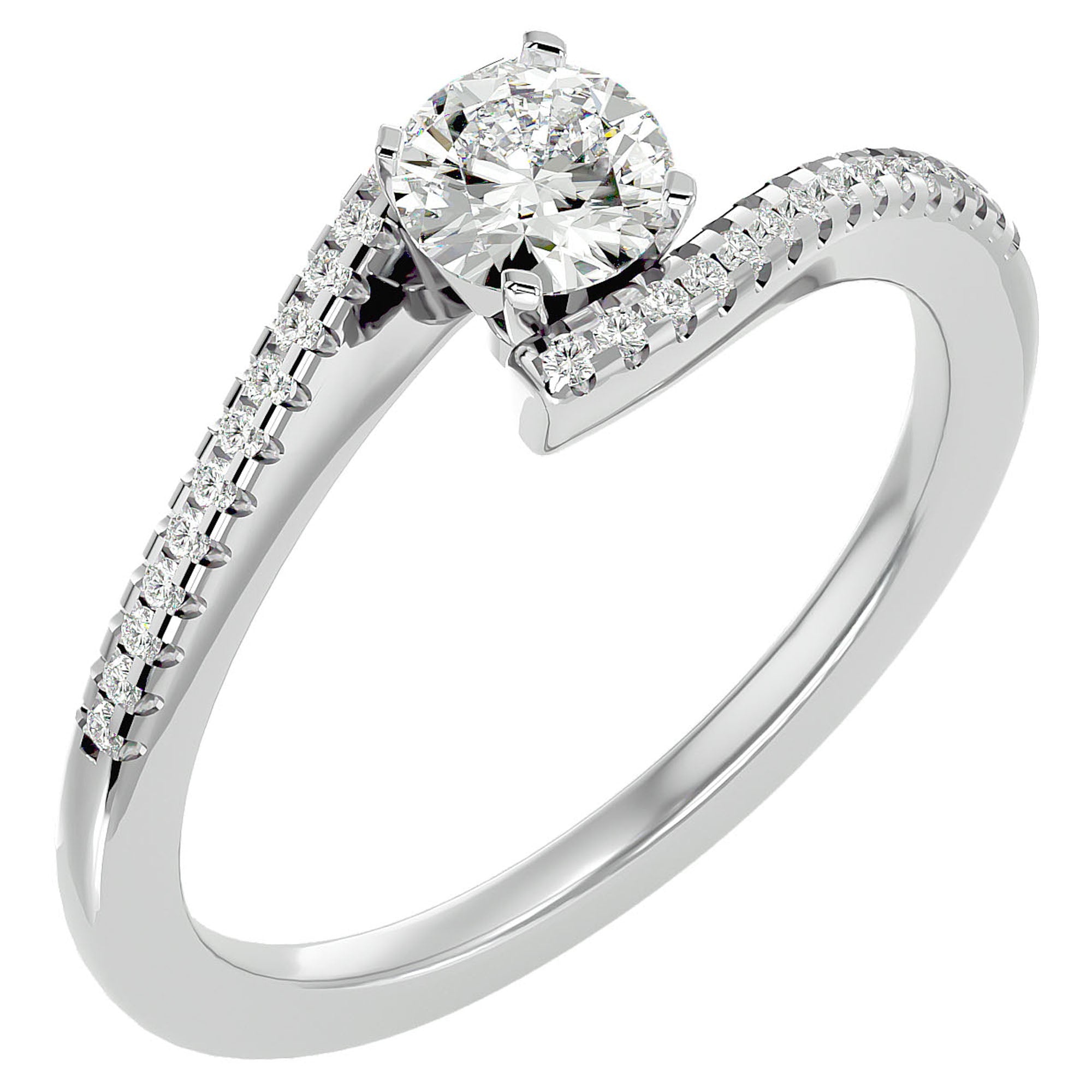 Inel De Logodnă Étoile Filante cu Diamante Naturale Pavé de 0.48 ct din Platina - Castelo.ro