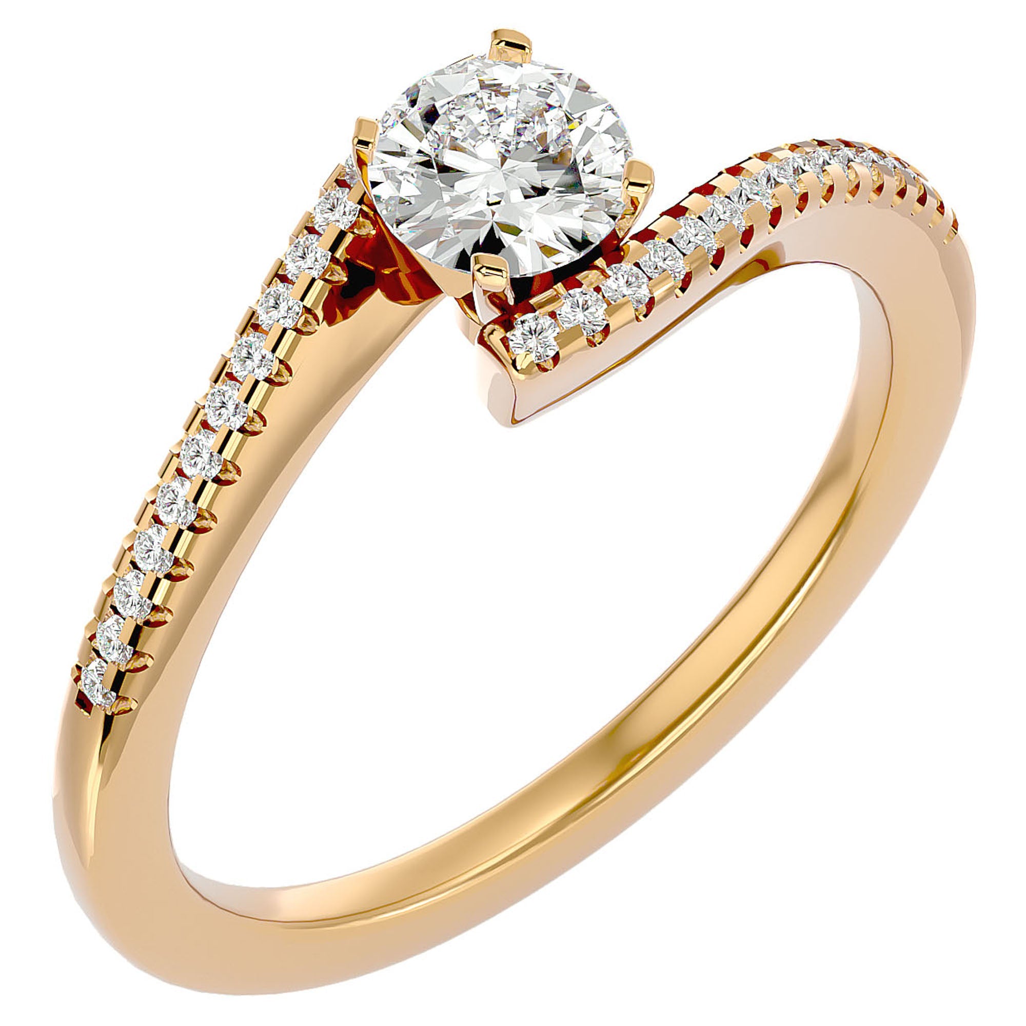 Inel De Logodnă Étoile Filante din Aur 14k cu Diamante Naturale Pavé de 0.48 ct din 14k Aur Galben - Castelo.ro