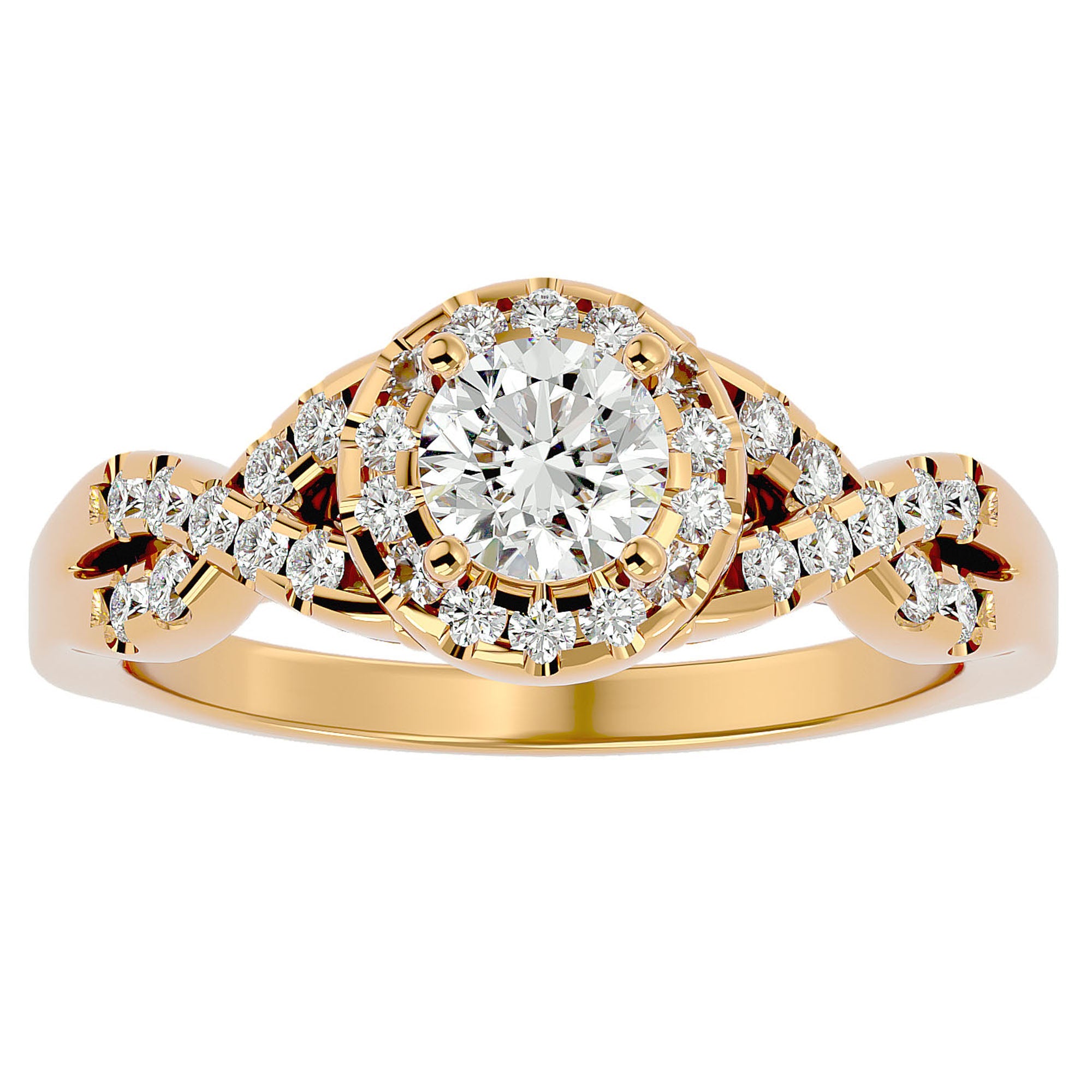 Inel de Logodnă din Aur 14k cu Moissanite Pavé în Spirală Eternă de 0.96 ct din 14k Aur Galben - Castelo.ro
