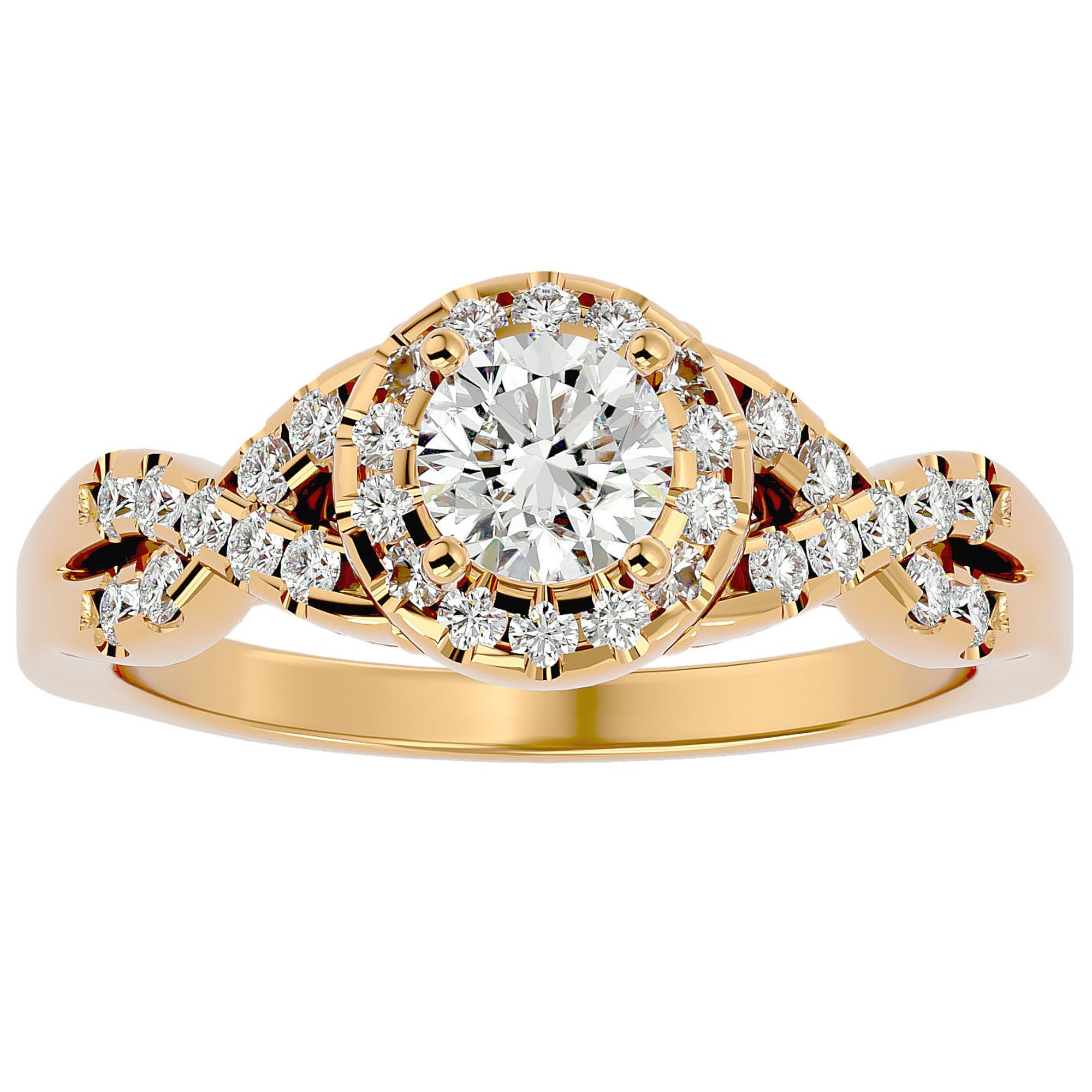 Inel De Logodnă Ode à l'Amour din Aur 14k cu Diamante Naturale Pavé de 0.96 ct din 14k Aur Galben - Castelo.ro
