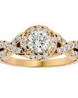 Inel de Logodnă din Aur 14k cu Diamante Naturale Pavé în Spirală Eternă de 0.96 ct din 14k Aur Galben - Castelo.ro