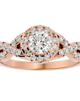 Inel De Logodnă Ode à l'Amour cu Diamante Create în Laborator Pavé de 0.96 ct din 18k Aur Roz - Castelo.ro