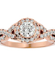 Inel de Logodnă din Aur 14k cu Diamante Naturale Pavé în Spirală Eternă de 0.96 ct din 14k Aur Roz - Castelo.ro