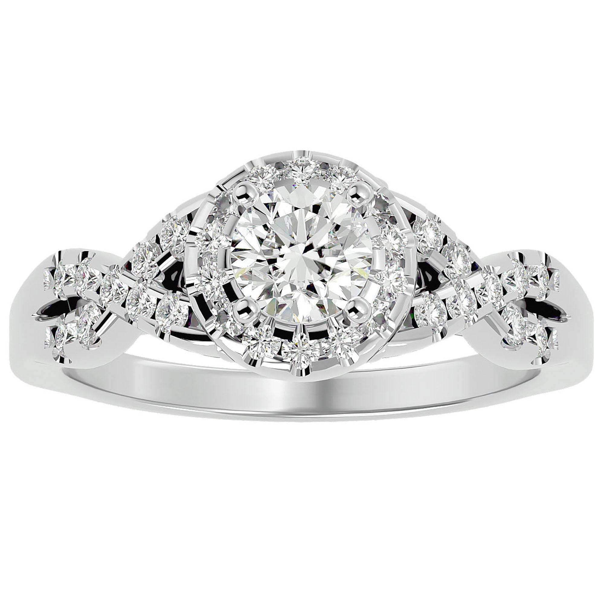Inel De Logodnă Ode à l'Amour din Aur 14k cu Diamante Naturale Pavé de 0.96 ct din 14k Aur Alb - Castelo.ro