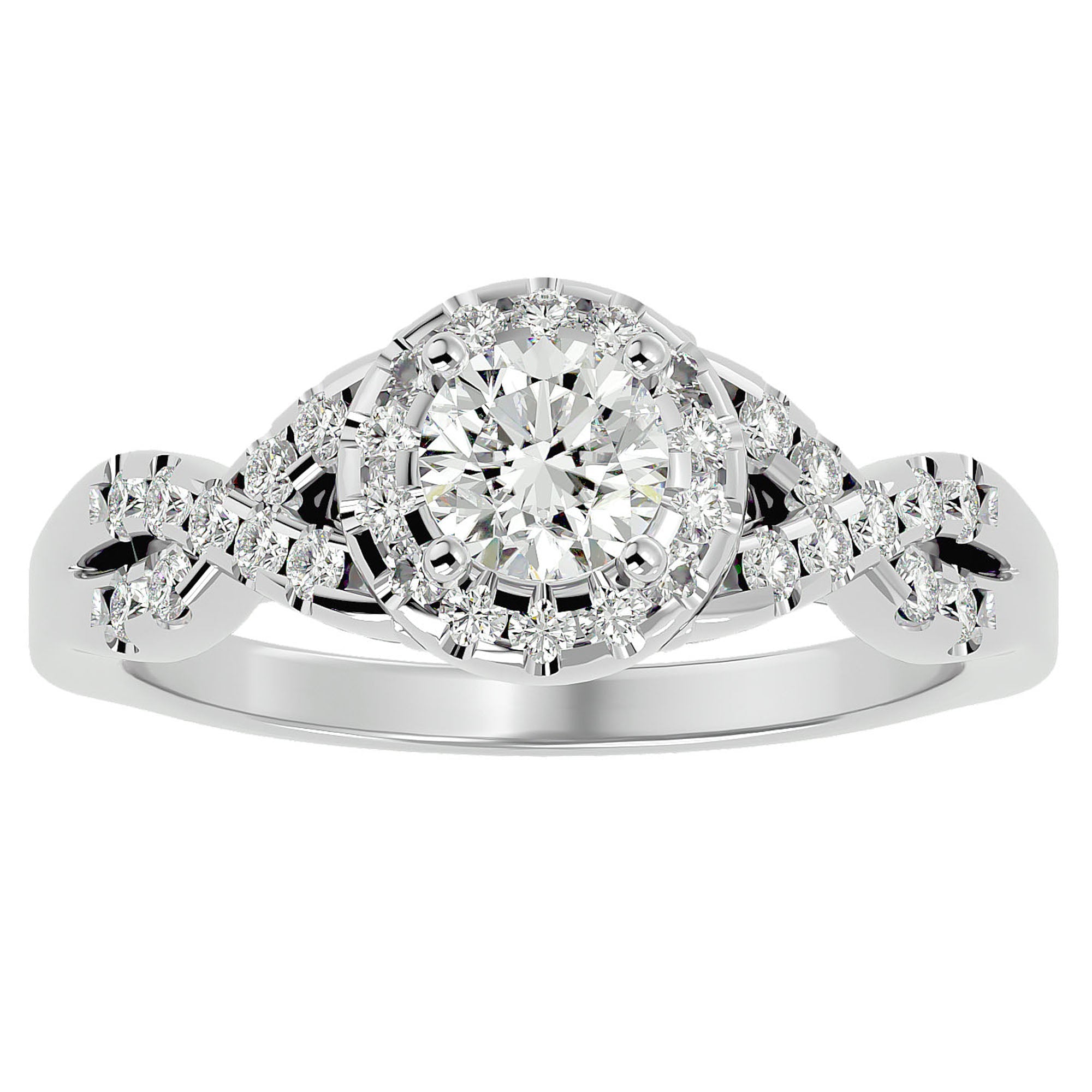 Inel de Logodnă cu Diamante Naturale Pavé în Spirală Eternă de 0.96 ct din Platina - Castelo.ro