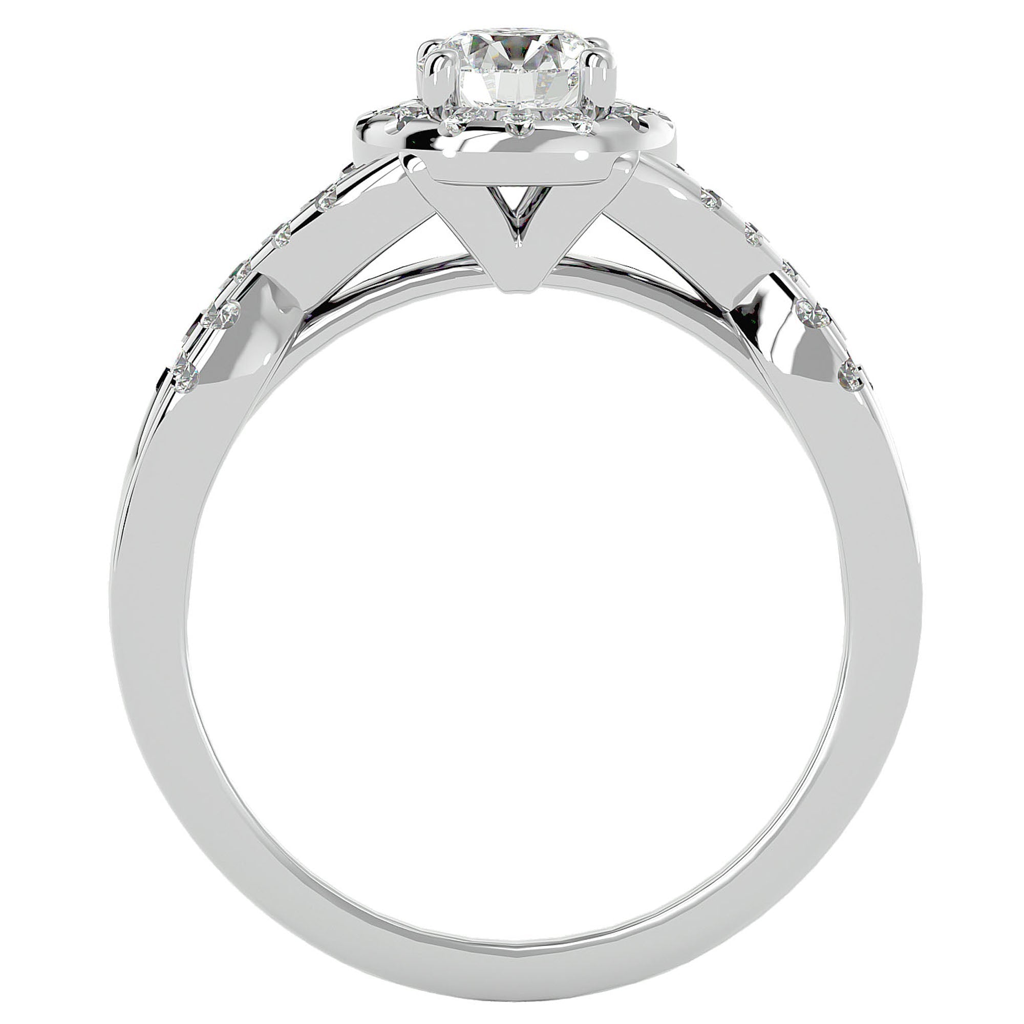 Inel de Logodnă cu Diamante Naturale Pavé în Spirală Eternă de 0.96 ct din Platina - Castelo.ro