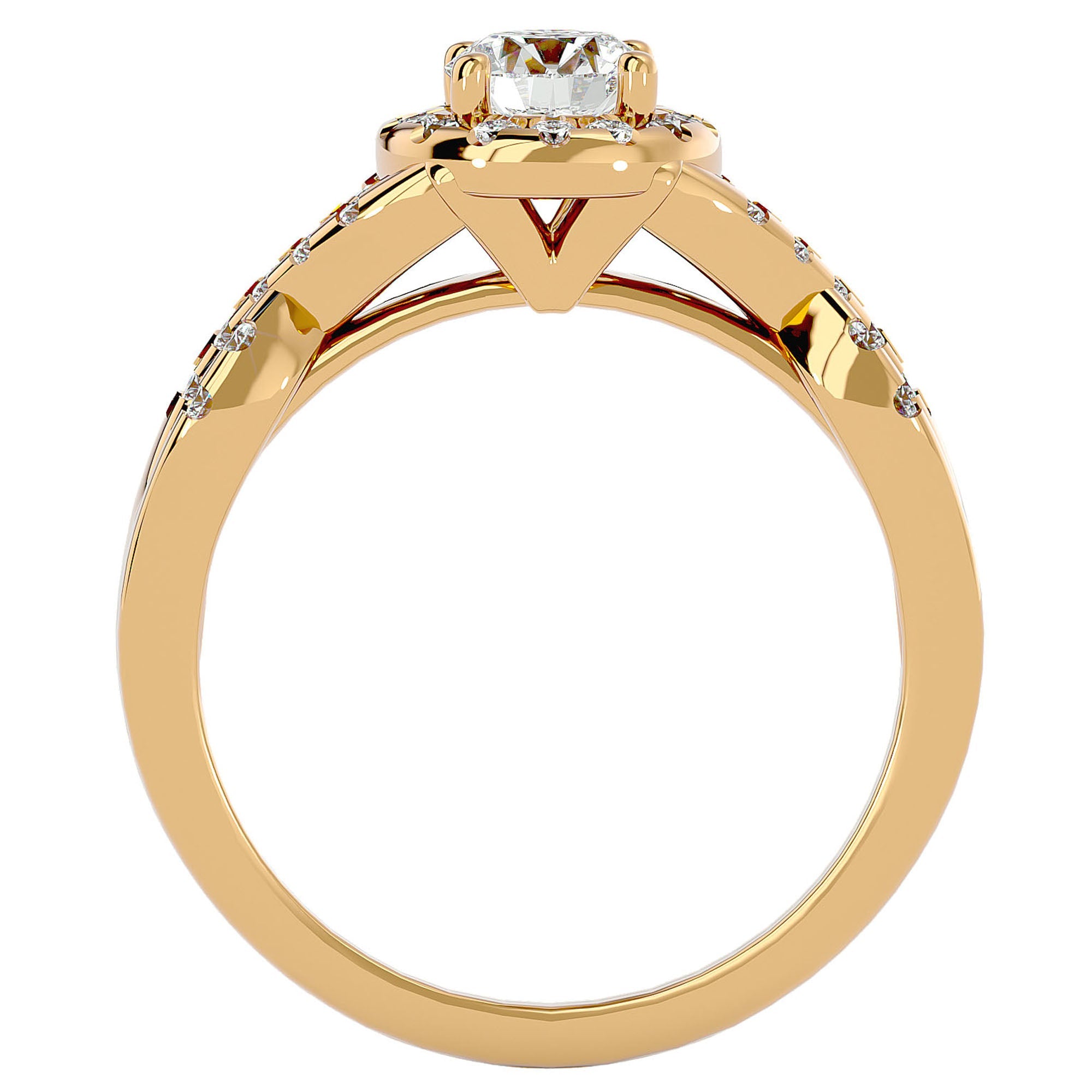 Inel de Logodnă din Aur 14k cu Moissanite Pavé în Spirală Eternă de 0.96 ct din 14k Aur Galben - Castelo.ro