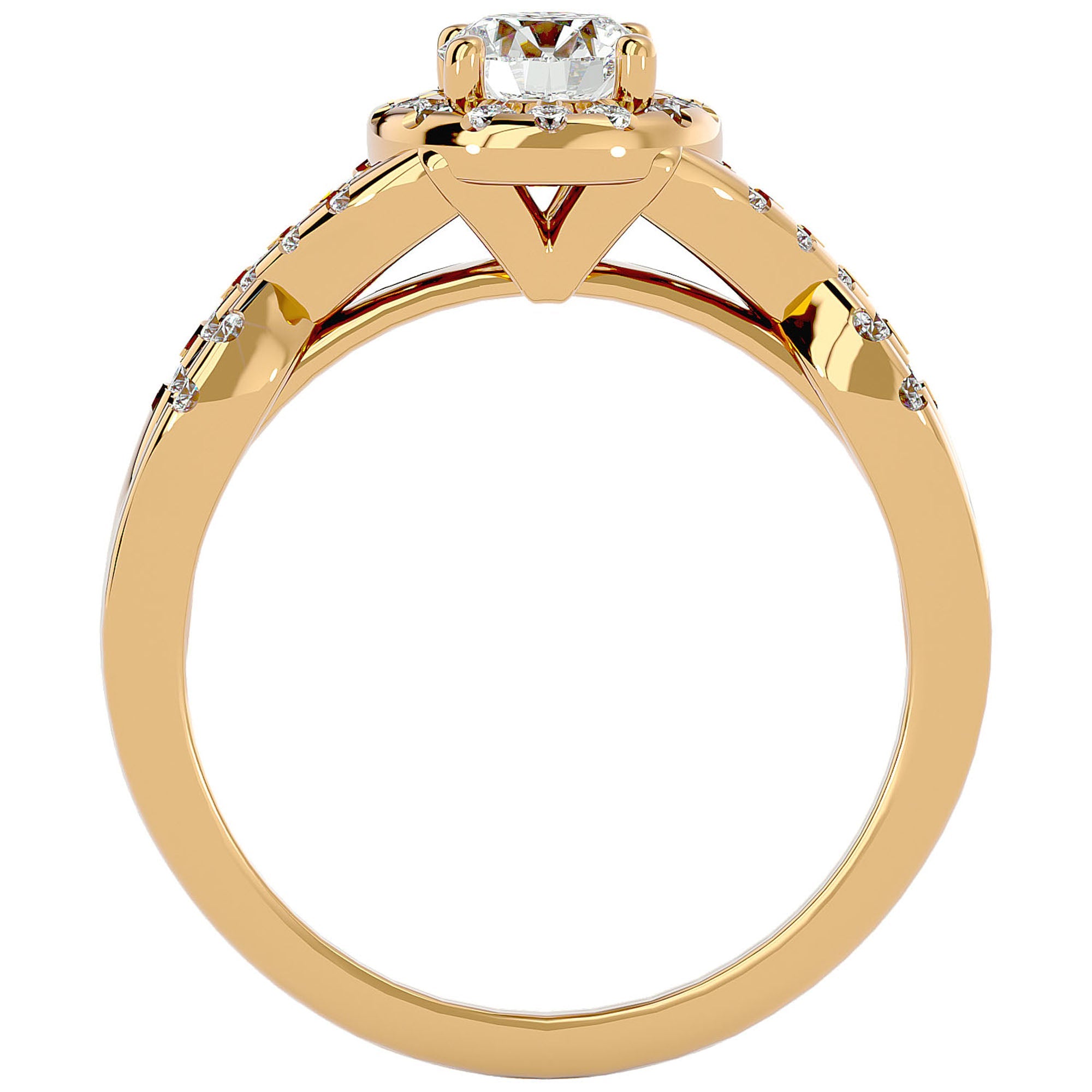 Inel De Logodnă Ode à l'Amour cu Diamante Create în Laborator Pavé de 0.96 ct din 18k Aur Galben - Castelo.ro