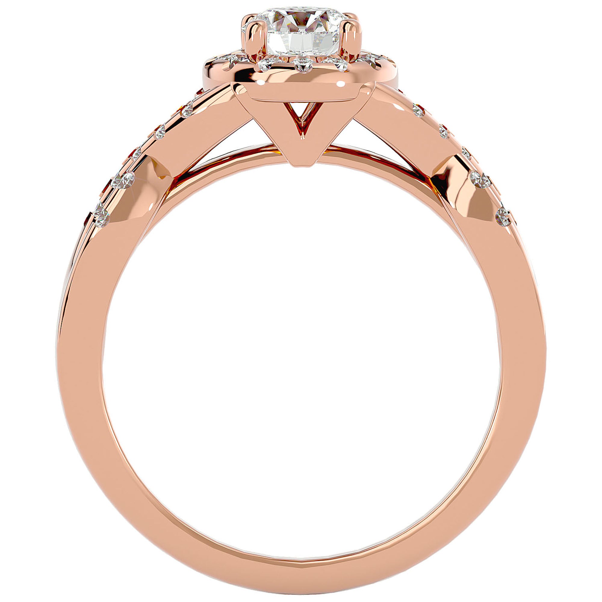 Inel De Logodnă Ode à l'Amour cu Diamante Create în Laborator Pavé de 0.96 ct din 18k Aur Roz - Castelo.ro