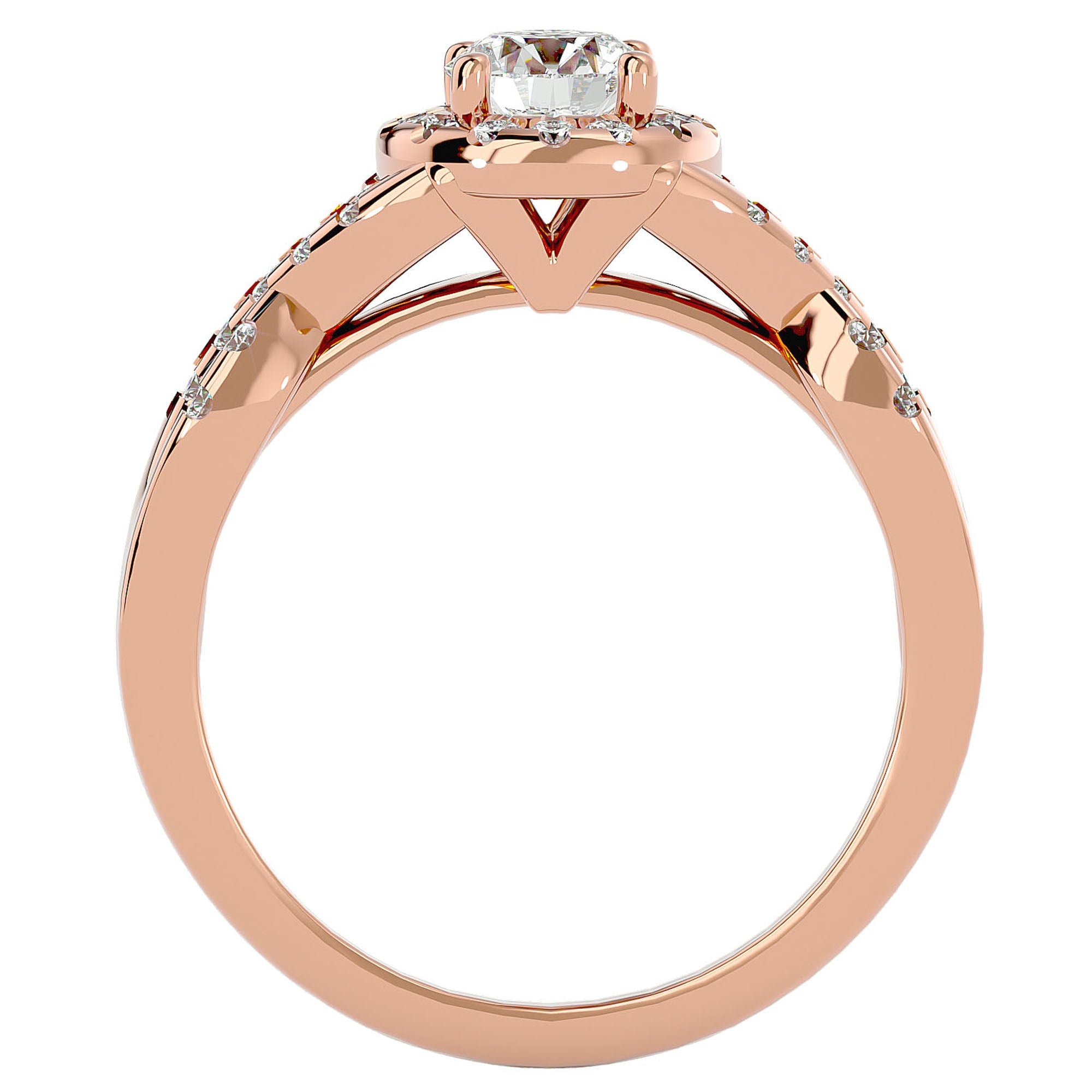 Inel de Logodnă din Aur 14k cu Moissanite Pavé în Spirală Eternă de 0.96 ct din 14k Aur Roz - Castelo.ro