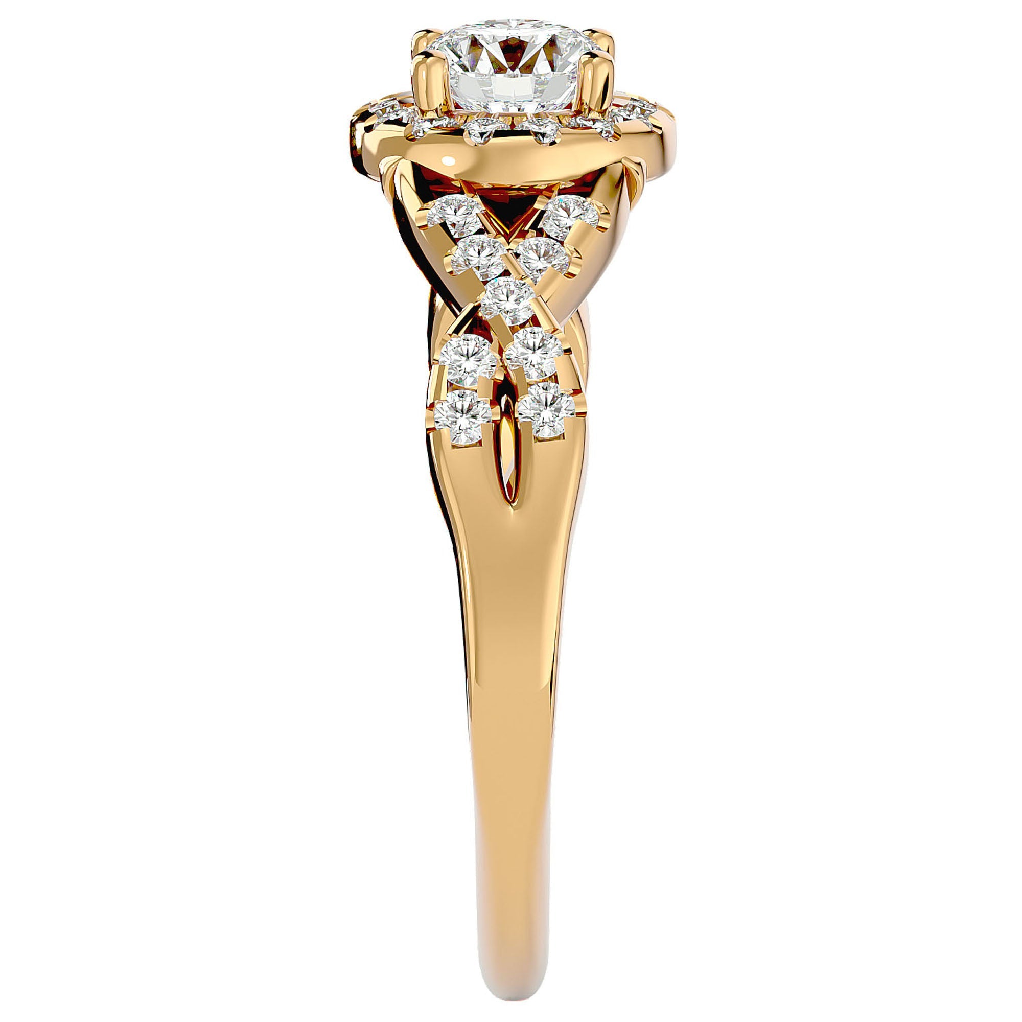 Inel De Logodnă Ode à l'Amour cu Diamante Create în Laborator Pavé de 0.96 ct din 18k Aur Galben - Castelo.ro