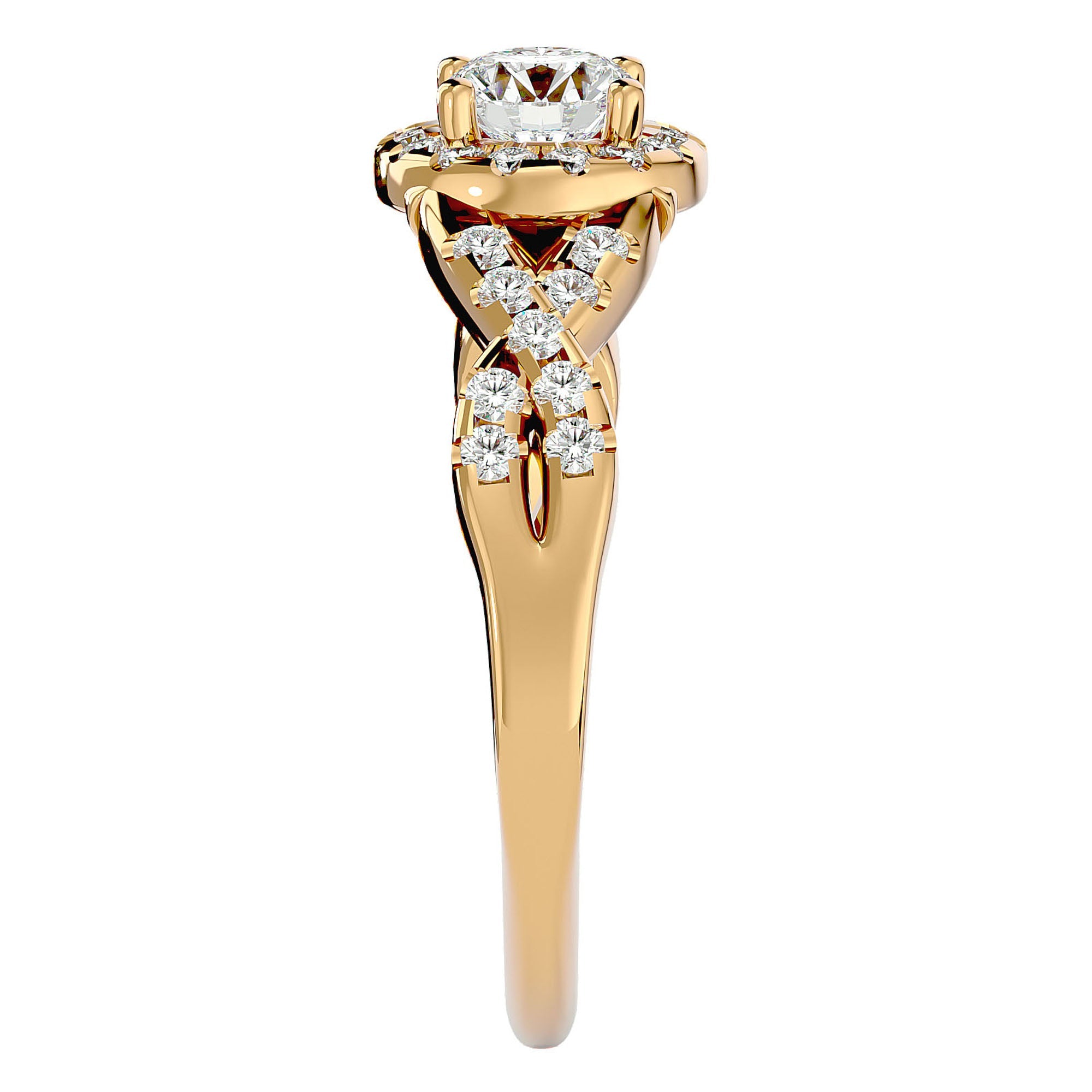 Inel de Logodnă din Aur 14k cu Diamante Naturale Pavé în Spirală Eternă de 0.96 ct din 14k Aur Galben - Castelo.ro