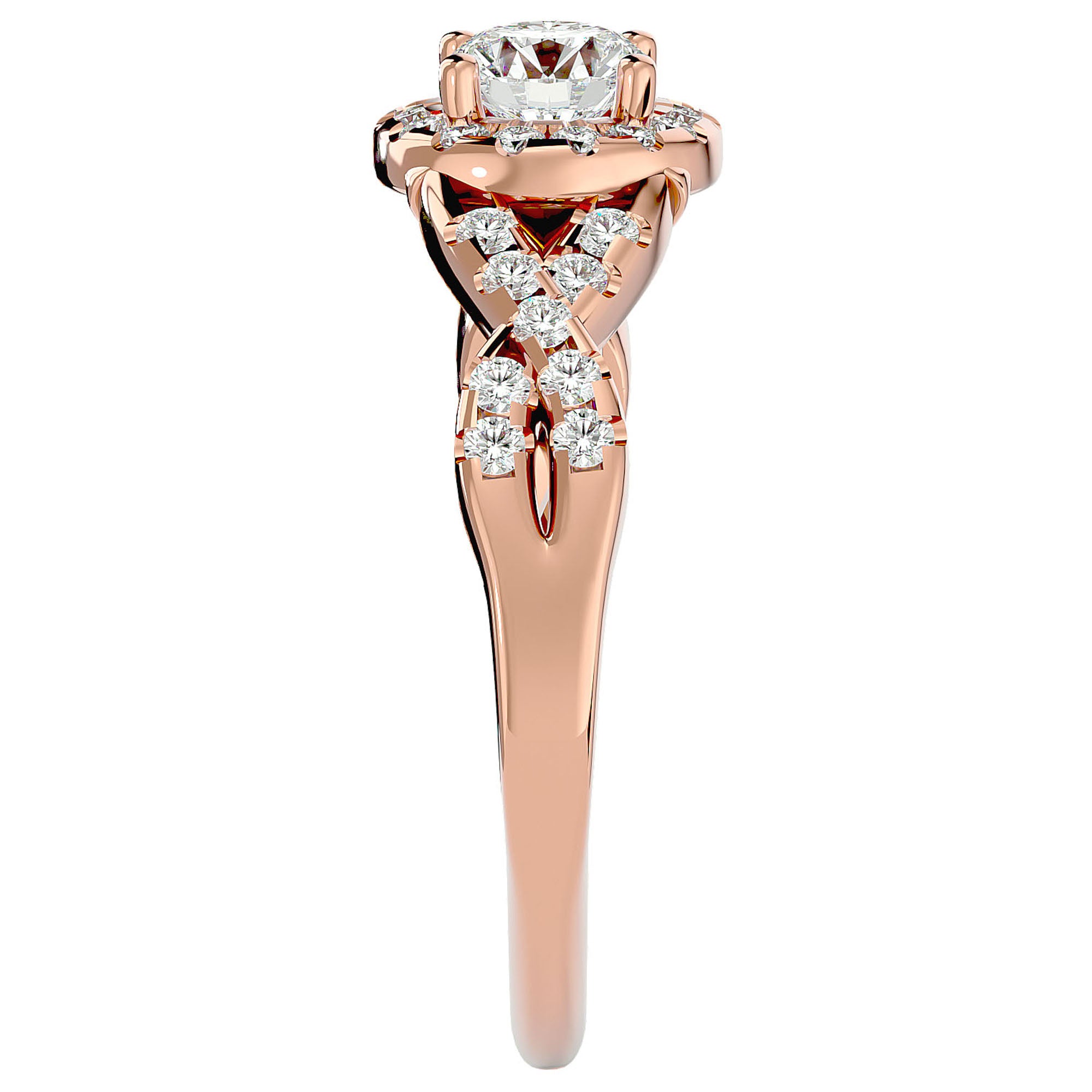 Inel De Logodnă Ode à l'Amour cu Diamante Create în Laborator Pavé de 0.96 ct din 18k Aur Roz - Castelo.ro