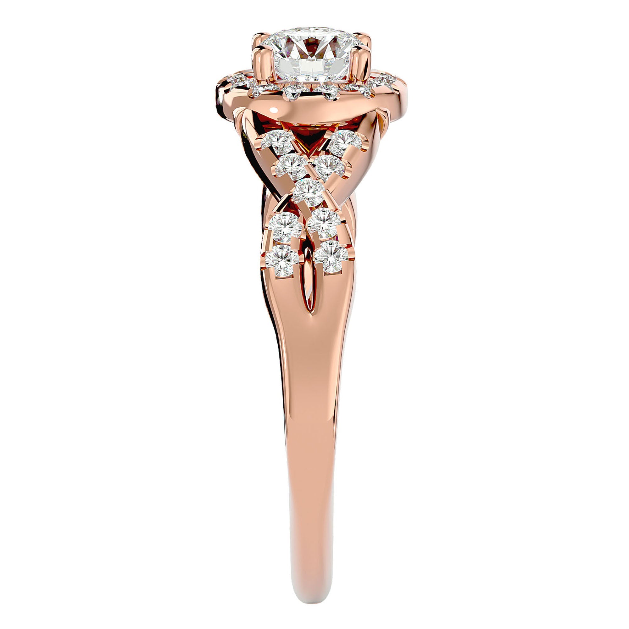 Inel de Logodnă din Aur 14k cu Diamante Naturale Pavé în Spirală Eternă de 0.96 ct din 14k Aur Roz - Castelo.ro
