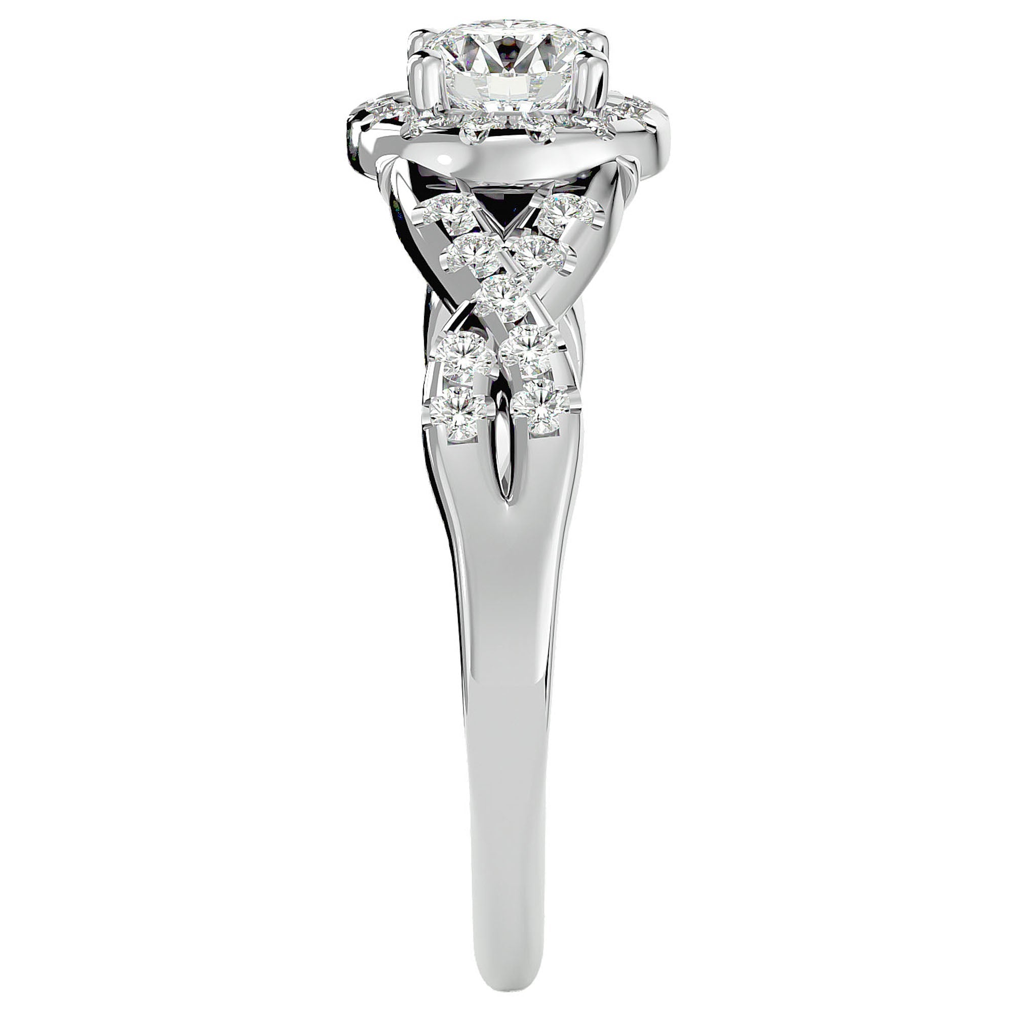 Inel De Logodnă Ode à l'Amour din Aur 14k cu Diamante Naturale Pavé de 0.96 ct din 14k Aur Alb - Castelo.ro