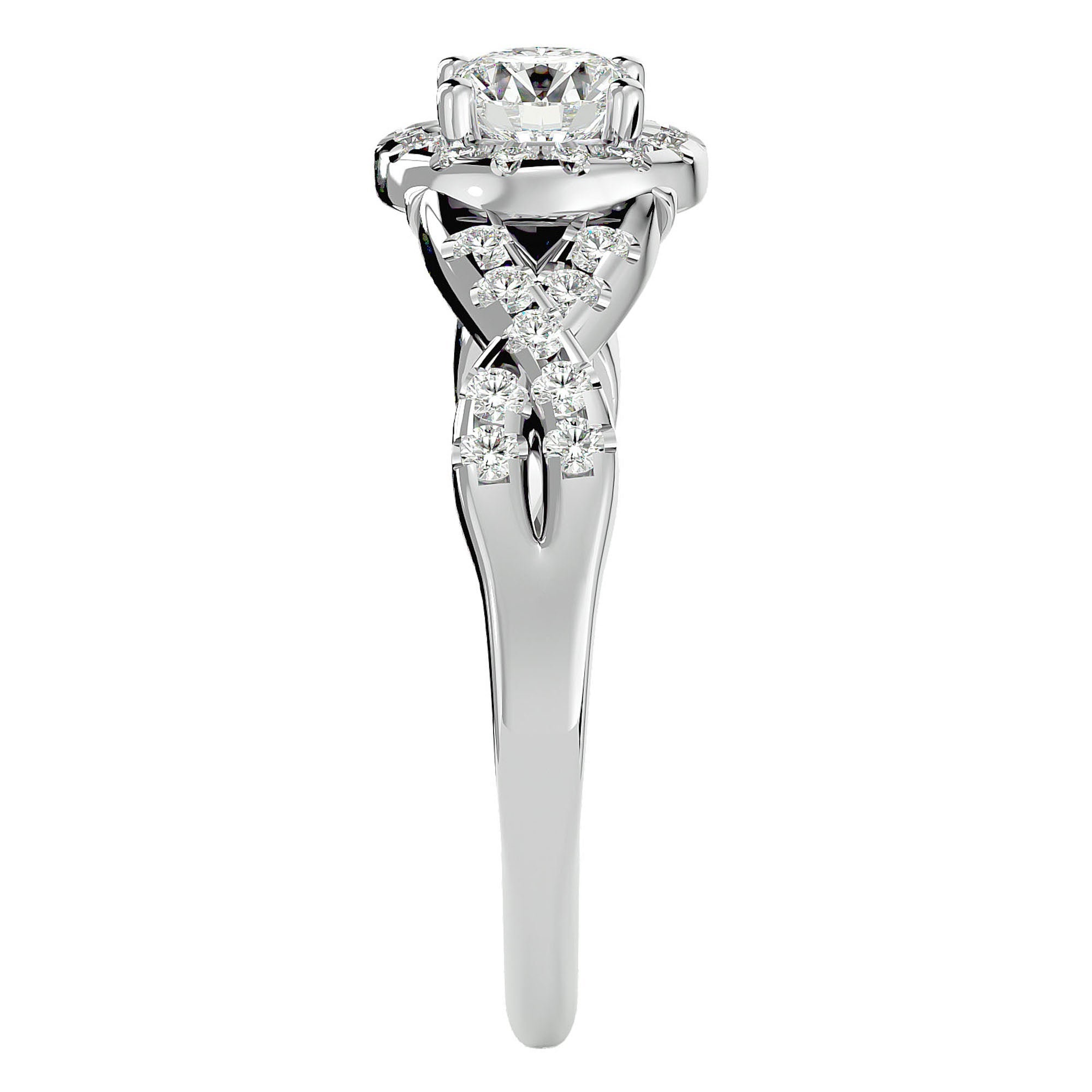 Inel de Logodnă cu Moissanite Pavé în Spirală Eternă de 0.96 ct din Platina - Castelo.ro