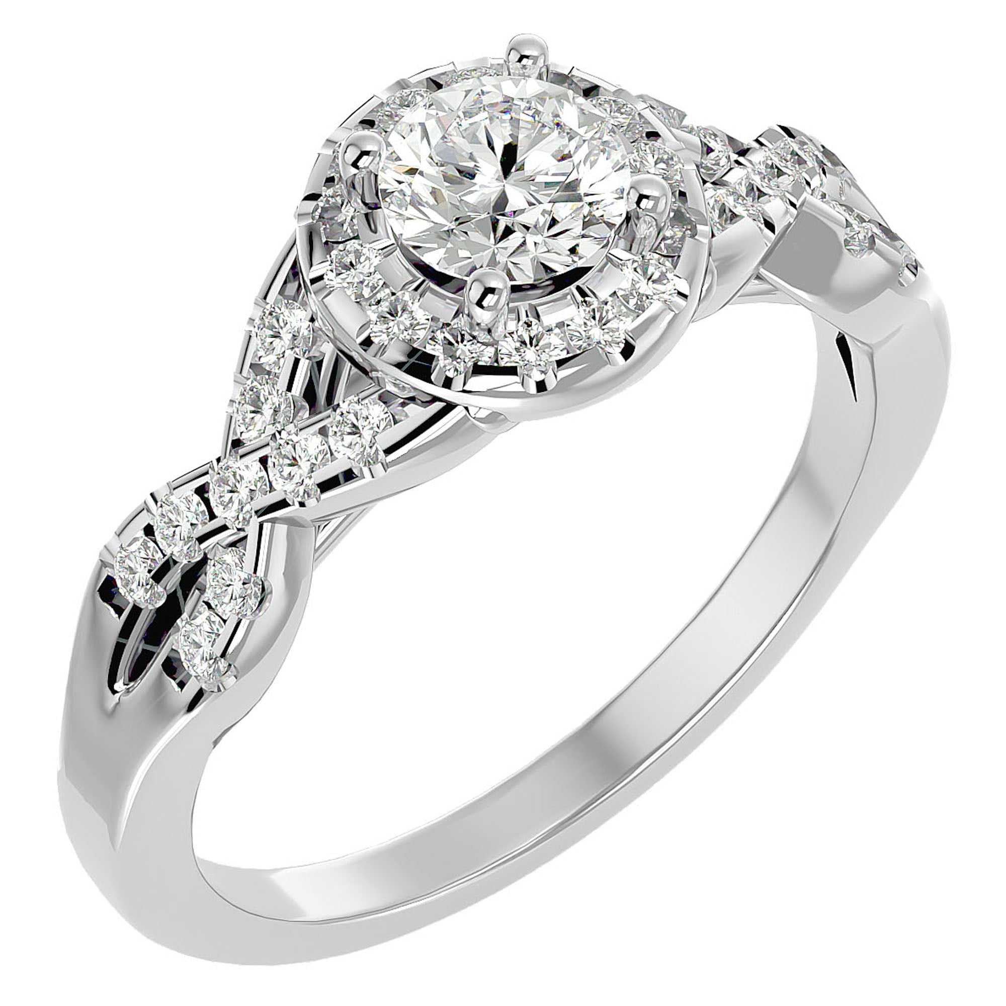Inel de Logodnă cu Diamante Naturale Pavé în Spirală Eternă de 0.96 ct din Platina - Castelo.ro