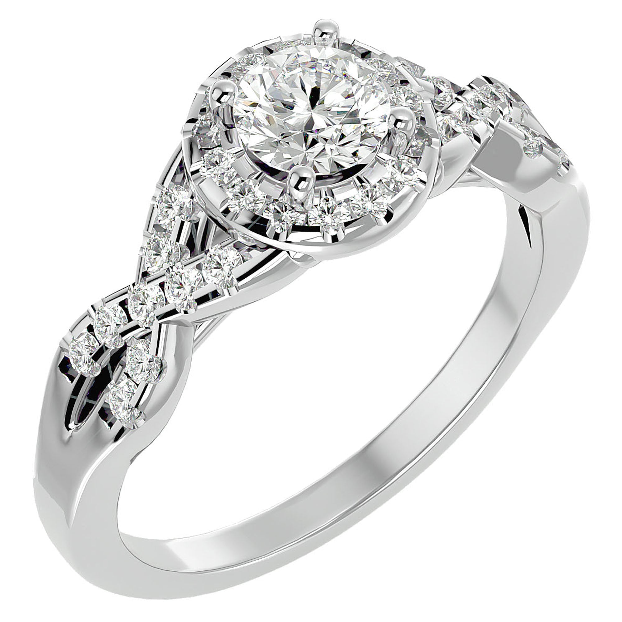 Inel De Logodnă Ode à l'Amour din Aur 14k cu Diamante Naturale Pavé de 0.96 ct din 14k Aur Alb - Castelo.ro