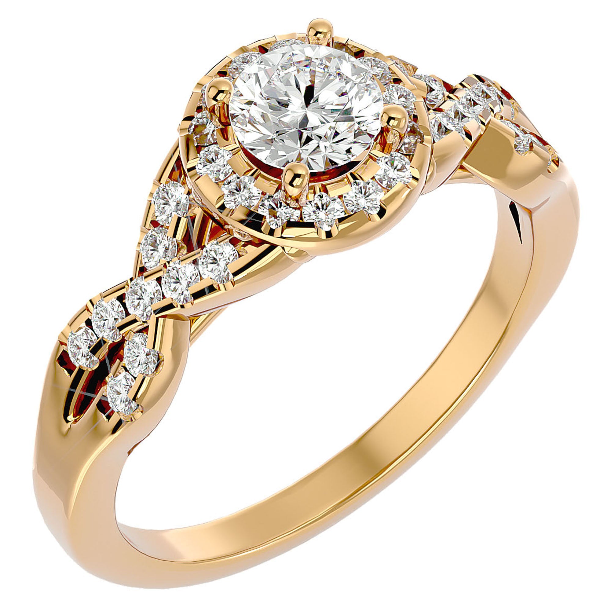 Inel De Logodnă Ode à l'Amour din Aur 14k cu Diamante Naturale Pavé de 0.96 ct din 14k Aur Galben - Castelo.ro