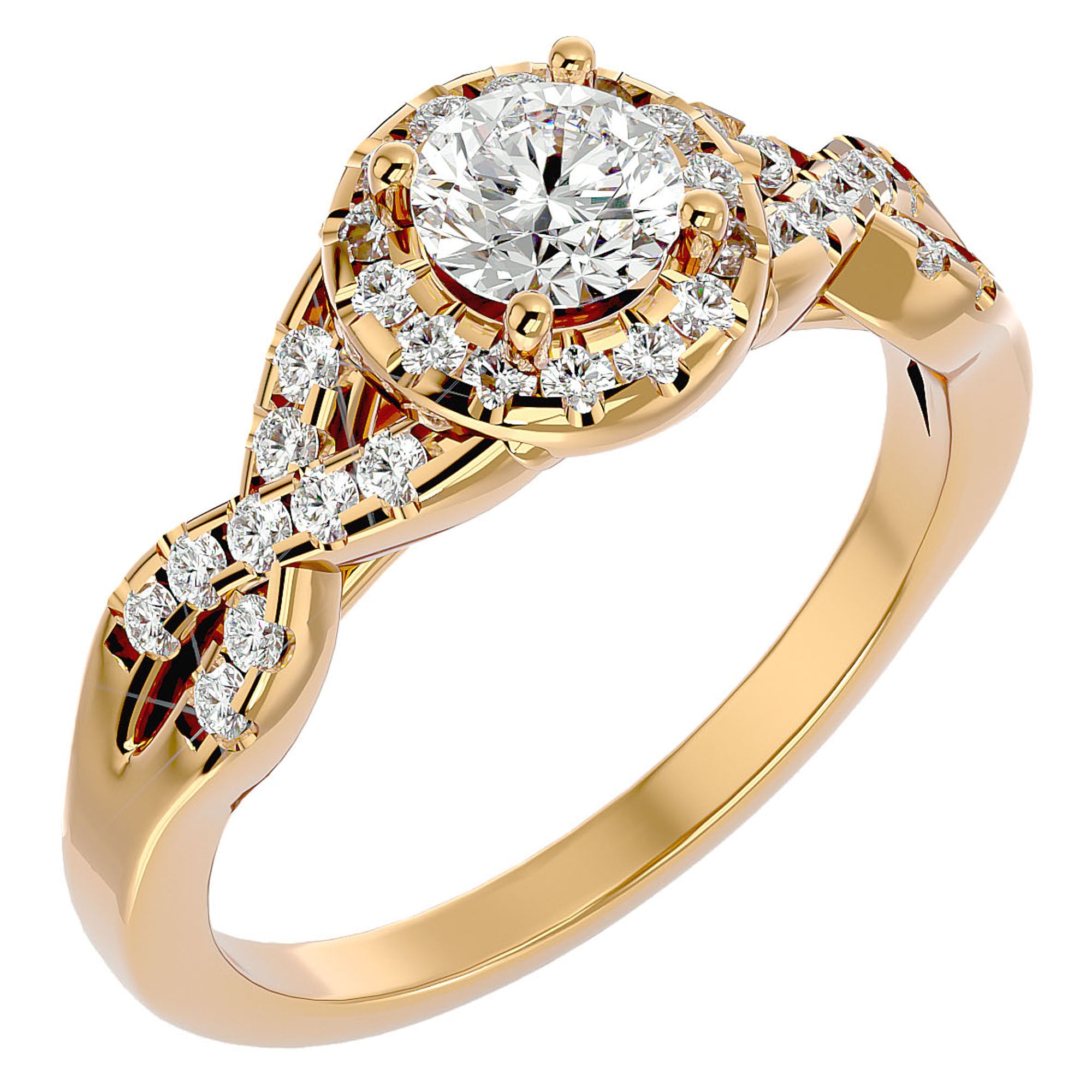 Inel de Logodnă din Aur 14k cu Diamante Naturale Pavé în Spirală Eternă de 0.96 ct din 14k Aur Galben - Castelo.ro