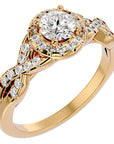 Inel de Logodnă din Aur 14k cu Moissanite Pavé în Spirală Eternă de 0.96 ct din 14k Aur Galben - Castelo.ro
