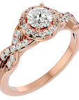 Inel De Logodnă Ode à l'Amour cu Diamante Create în Laborator Pavé de 0.96 ct din 18k Aur Roz - Castelo.ro