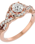 Inel de Logodnă din Aur 14k cu Diamante Naturale Pavé în Spirală Eternă de 0.96 ct din 14k Aur Roz - Castelo.ro