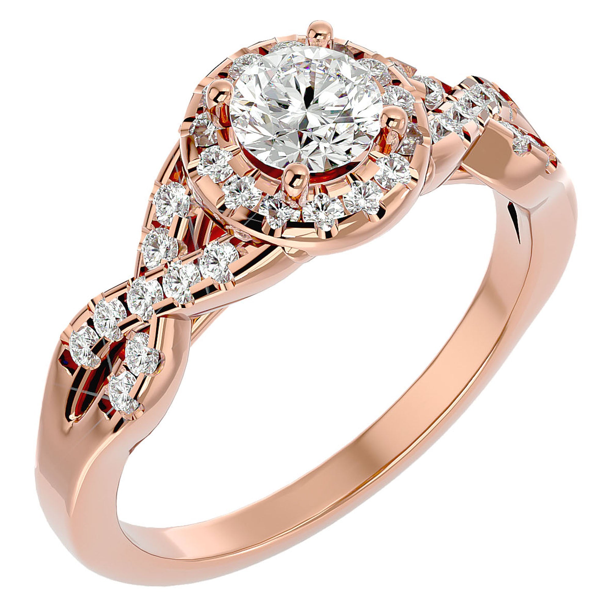 Inel de Logodnă din Aur 14k cu Moissanite Pavé în Spirală Eternă de 0.96 ct din 14k Aur Roz - Castelo.ro