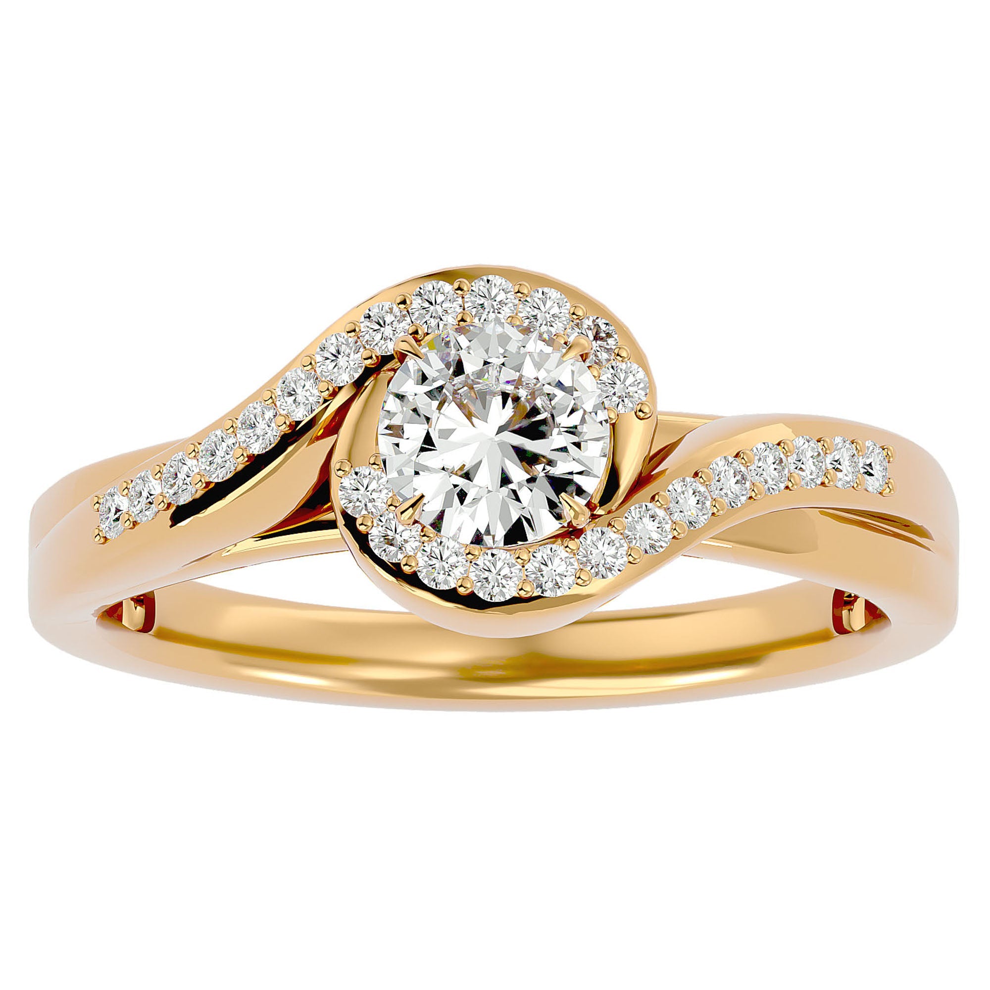 Inel de Logodnă din Aur 14k cu Moissanite Pavé în Spirală Eternă de 0.53 ct din 14k Aur Galben - Castelo.ro