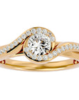 Inel de Logodnă cu Diamante Naturale Pavé în Spirală Eternă de 0.53 ct din 18k Aur Galben - Castelo.ro